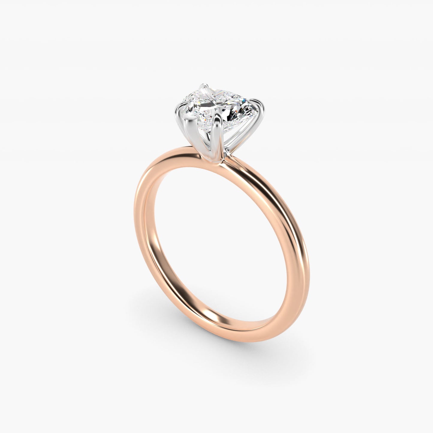Flush Fit Claw Prong Solitaire Engagement Ring In 14K Rose Gold By James Allen - Heart Center