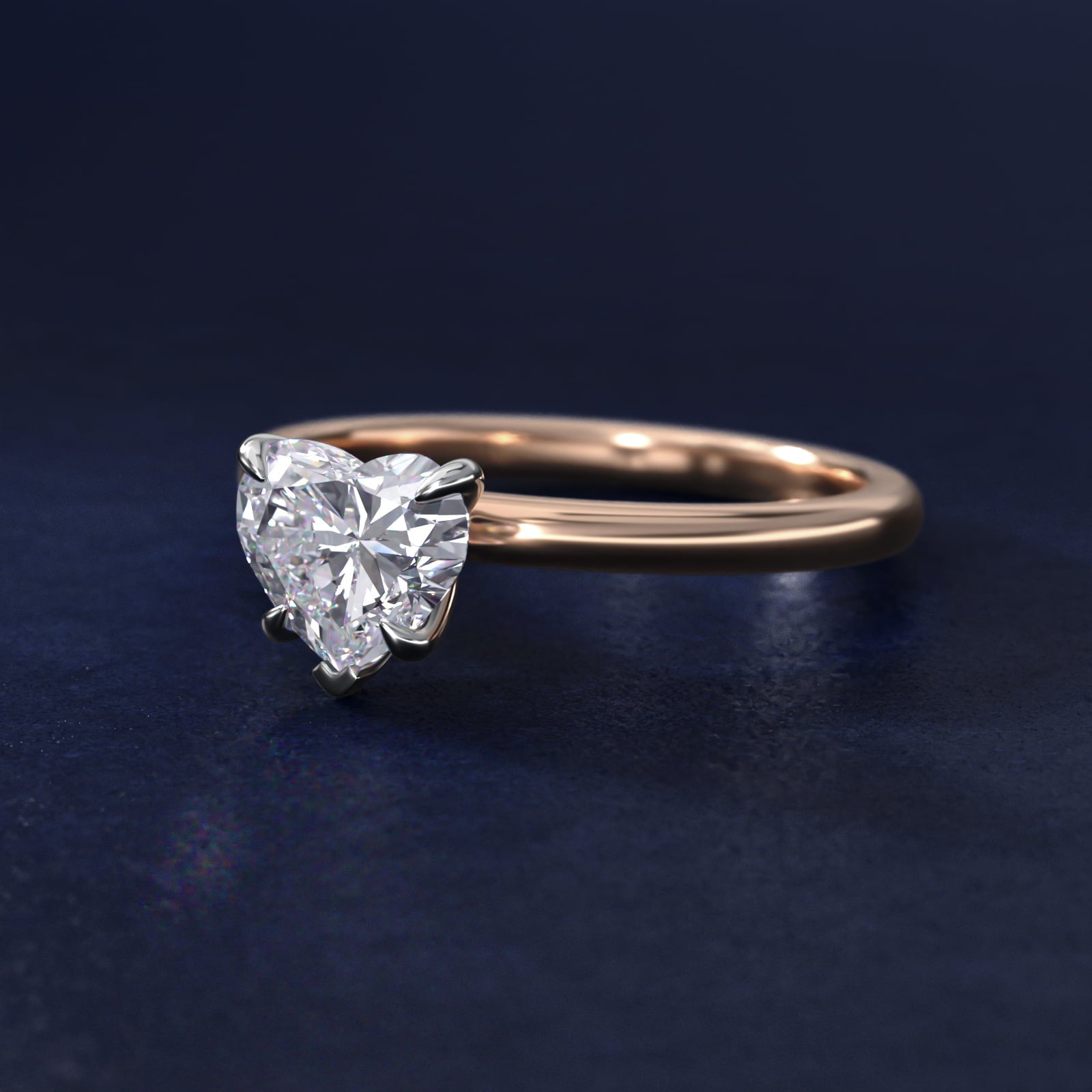 Flush Fit Claw Prong Solitaire Engagement Ring In 18k Rose Gold By James Allen - Heart Center