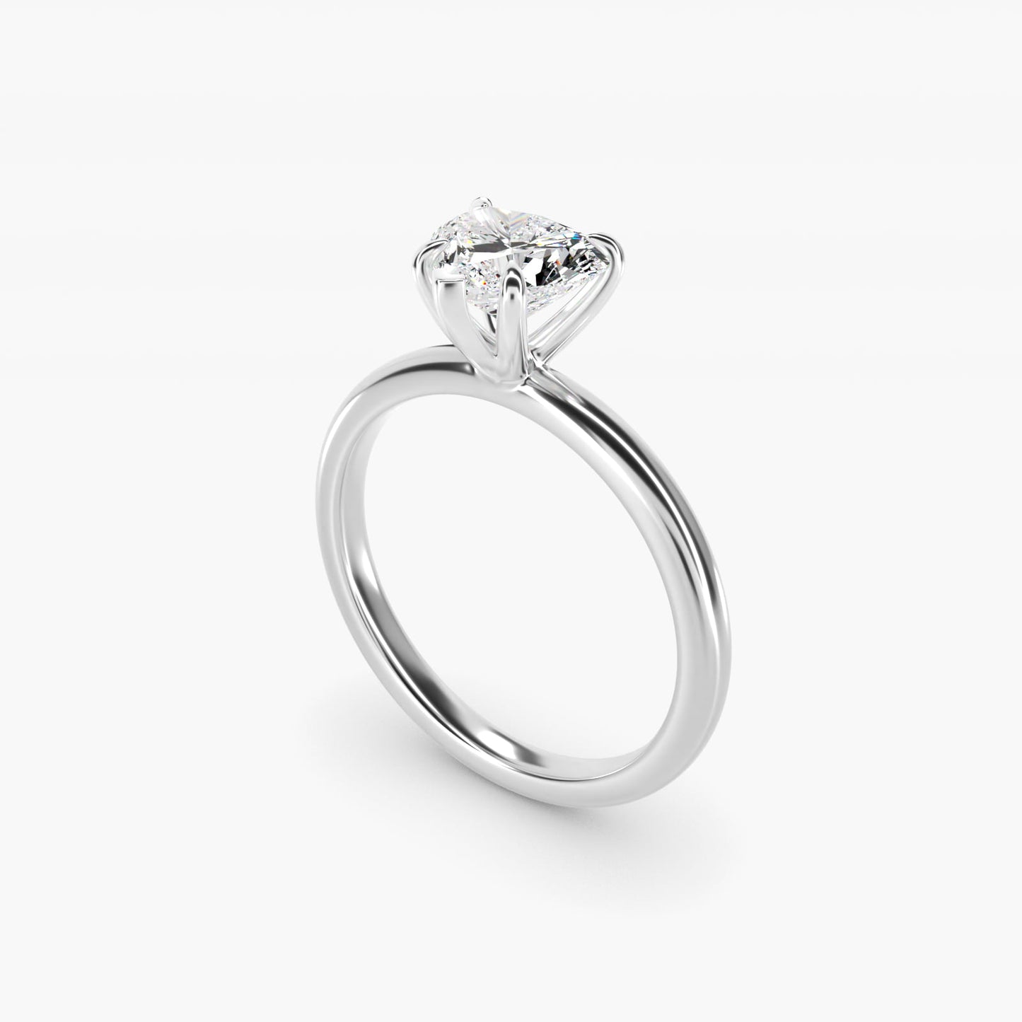 Flush Fit Claw Prong Solitaire Engagement Ring In 14K White Gold By James Allen - Heart Center