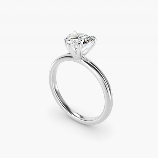 Flush Fit Claw Prong Solitaire Engagement Ring In 14K White Gold By James Allen - Heart Center