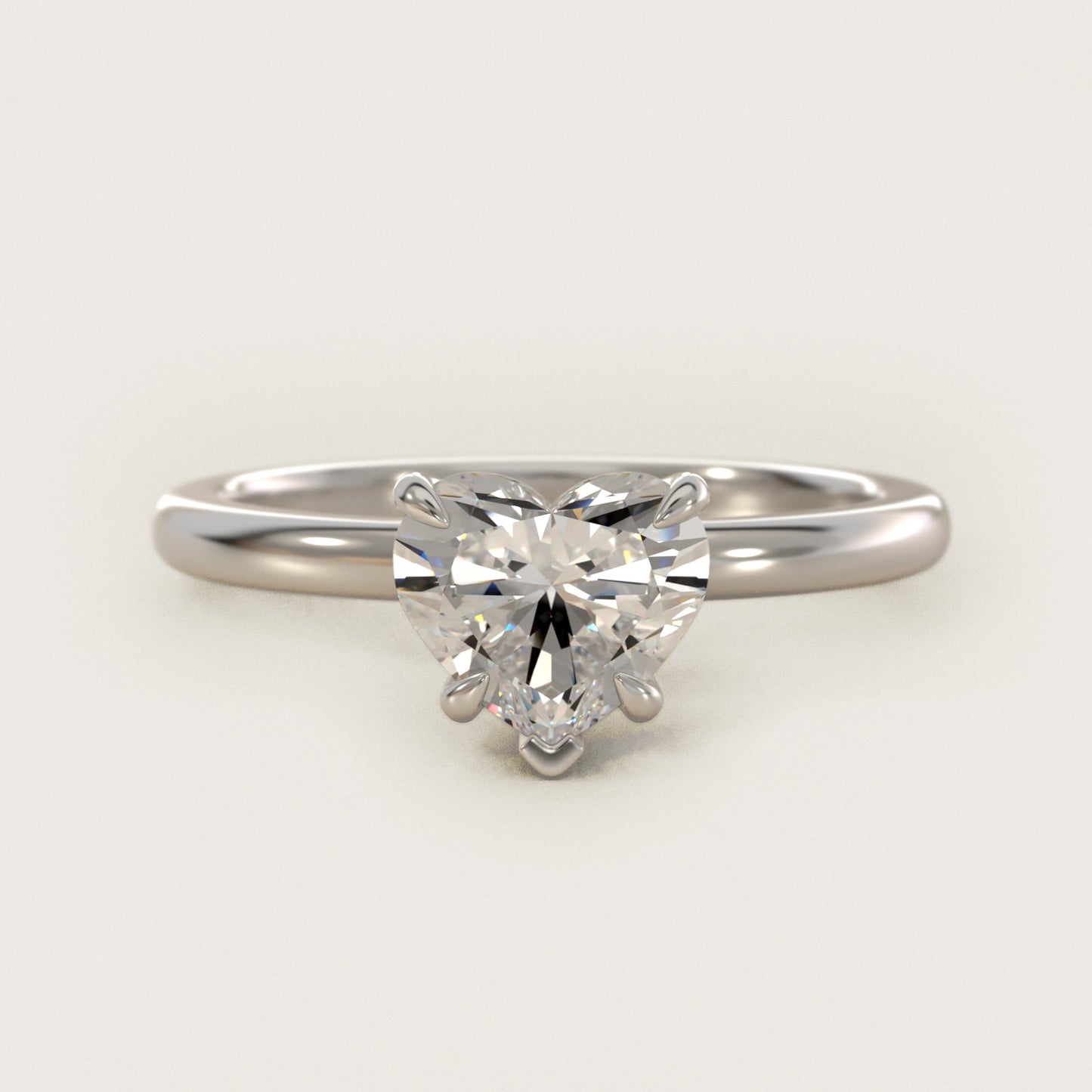 Flush Fit Claw Prong Solitaire Engagement Ring In 14K White Gold By James Allen - Heart Center