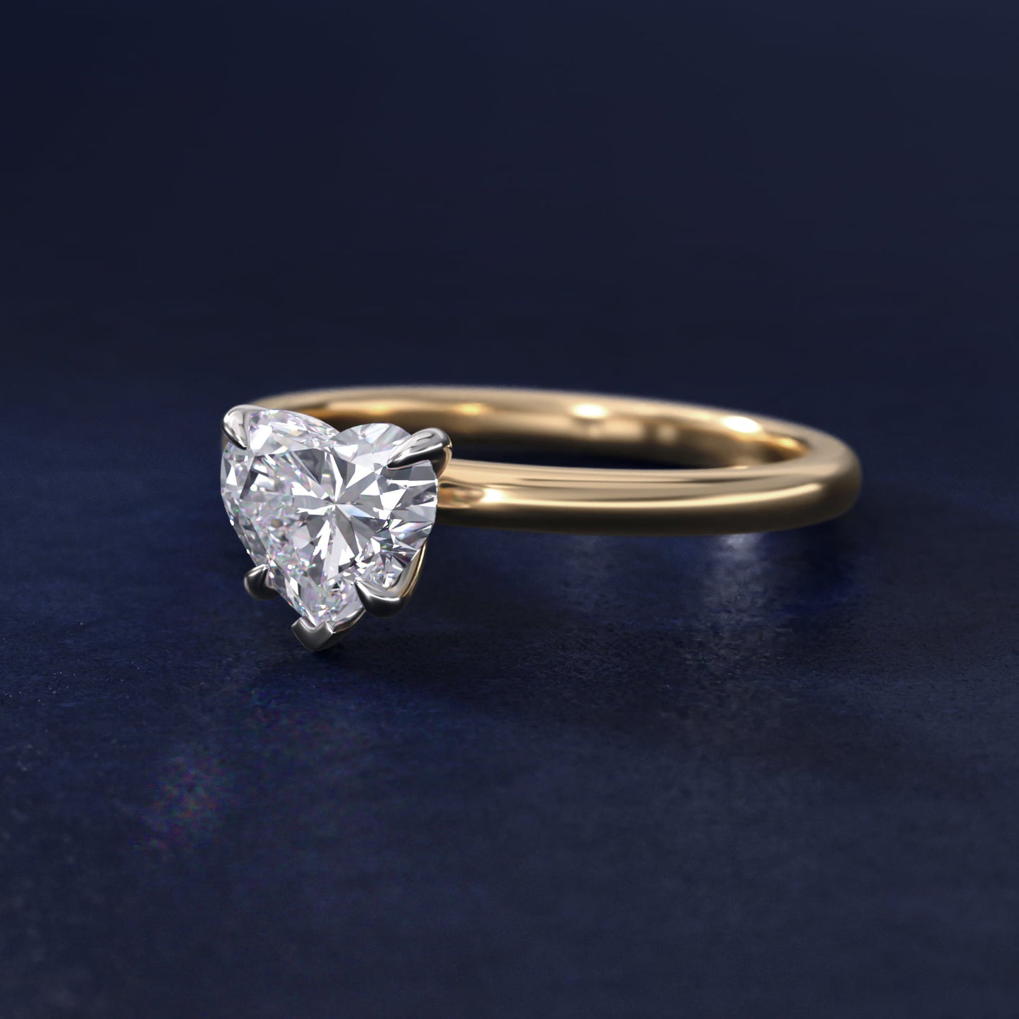 Flush Fit Claw Prong Solitaire Engagement Ring In 14K Yellow Gold By James Allen - Heart Center