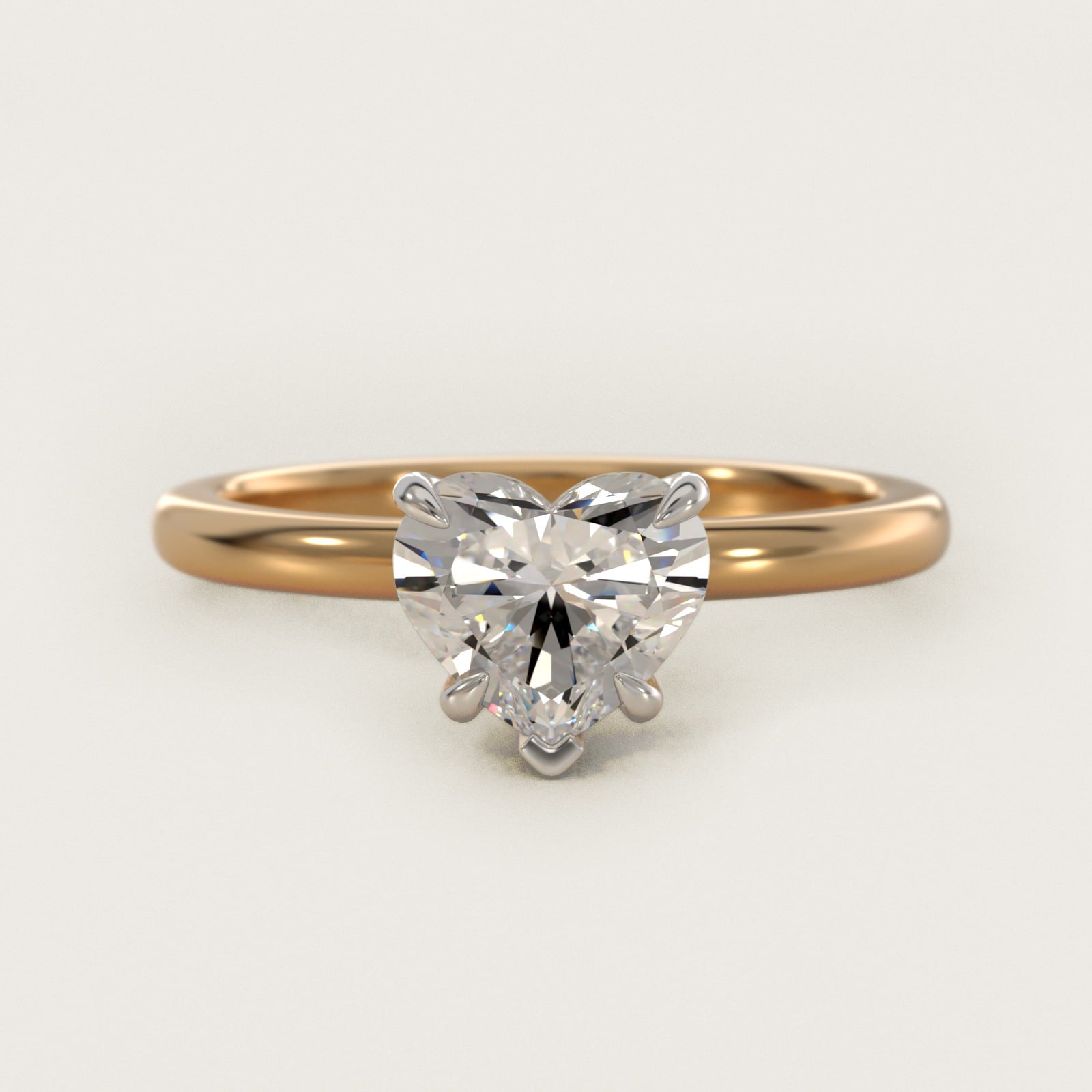 Flush Fit Claw Prong Solitaire Engagement Ring In 14K Yellow Gold By James Allen - Heart Center