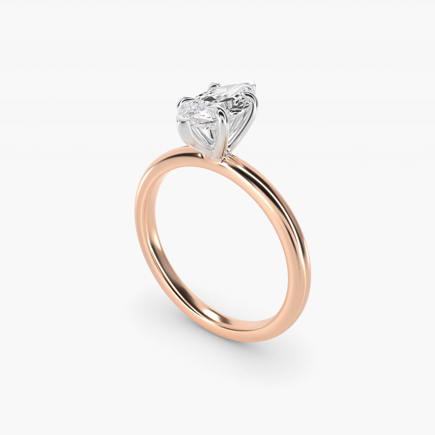 Flush Fit Claw Prong Solitaire Engagement Ring In 18k Rose Gold By James Allen - Marquise Center
