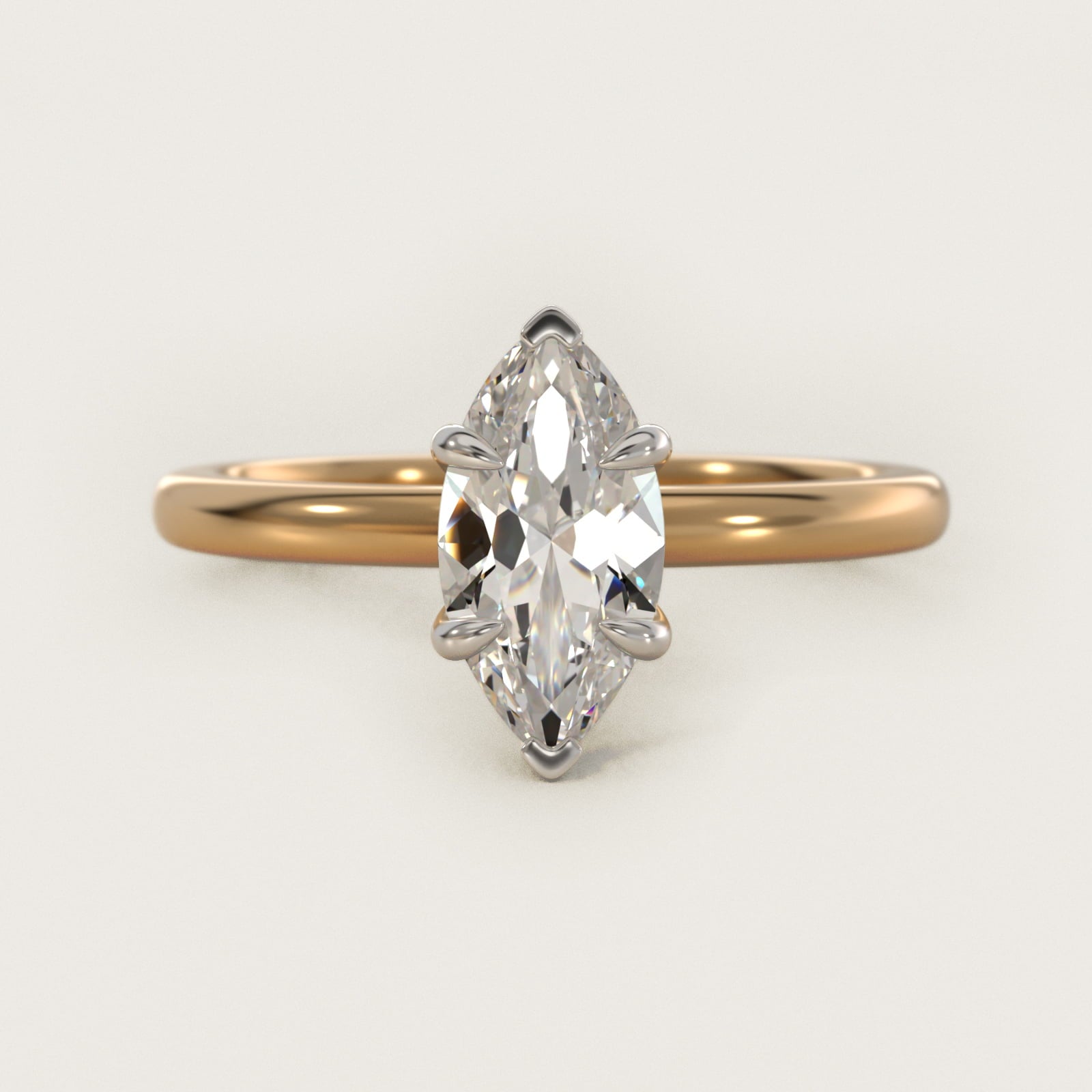 Flush Fit Claw Prong Solitaire Engagement Ring In 14K Yellow Gold By James Allen - Marquise Center