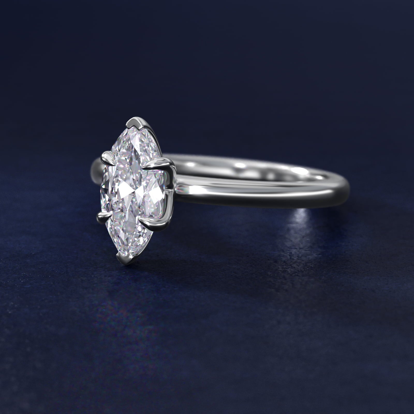 Flush Fit Claw Prong Solitaire Engagement Ring In Platinum By James Allen - Marquise Center