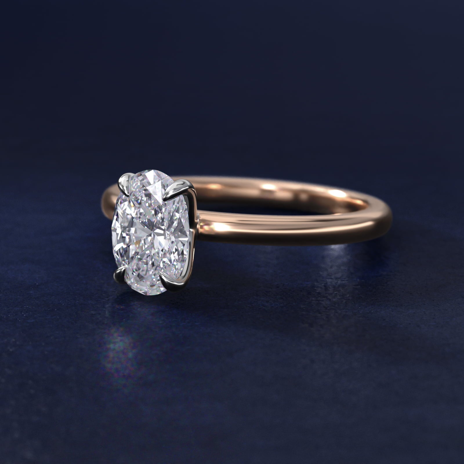 Flush Fit Claw Prong Solitaire Engagement Ring In 18k Rose Gold By James Allen - Oval Center