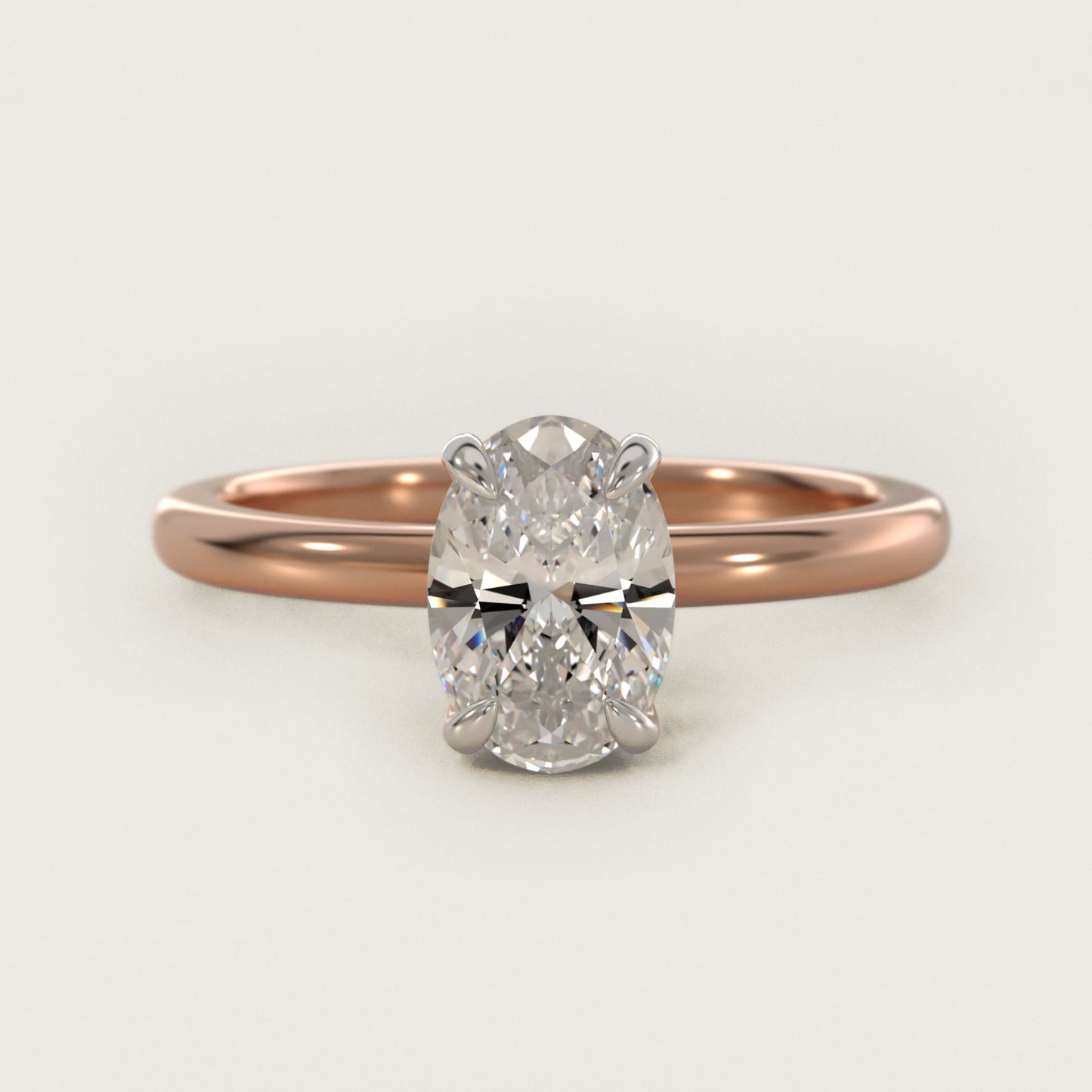 Flush Fit Claw Prong Solitaire Engagement Ring In 14K Rose Gold By James Allen - Oval Center