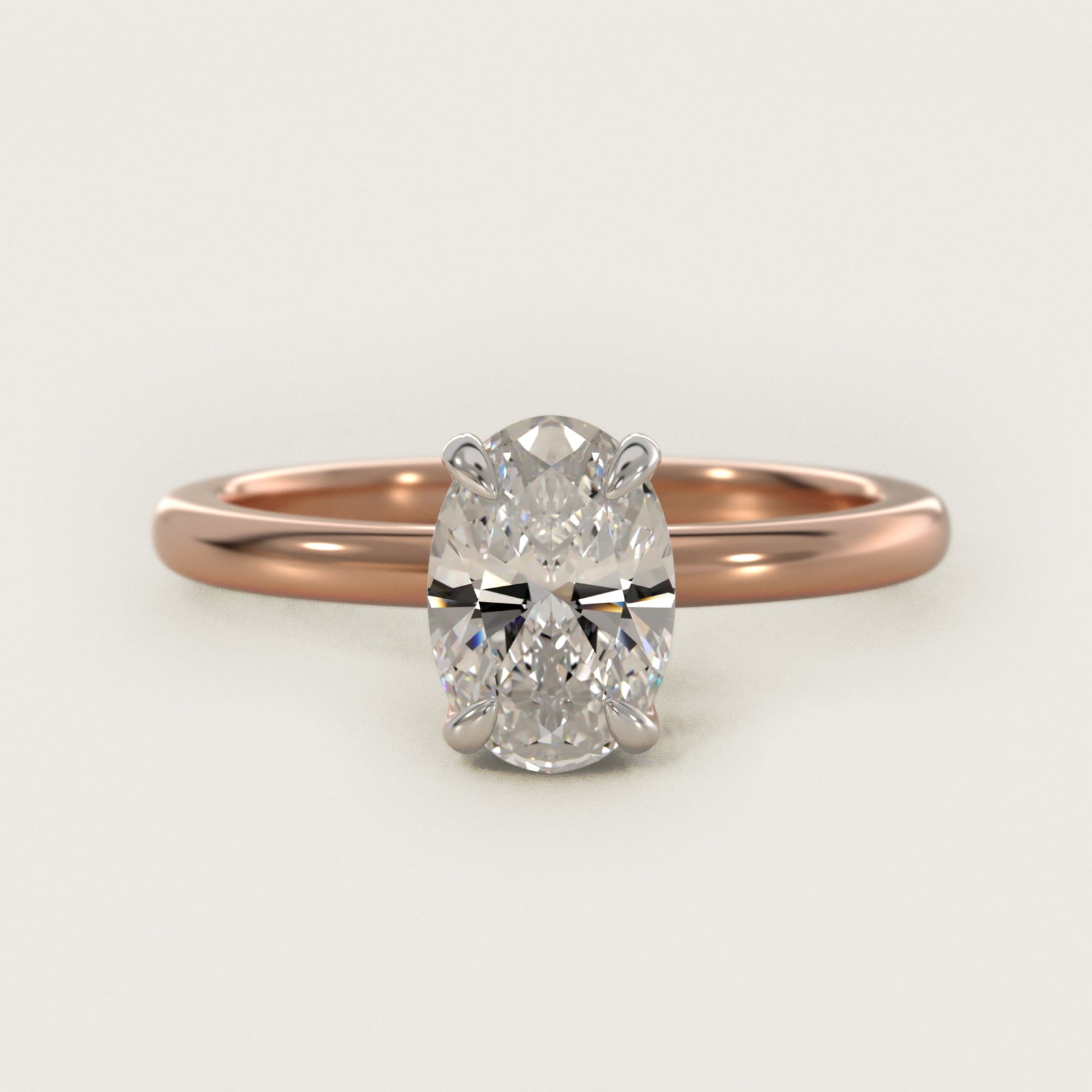 Flush Fit Claw Prong Solitaire Engagement Ring In 14K Rose Gold By James Allen - Oval Center