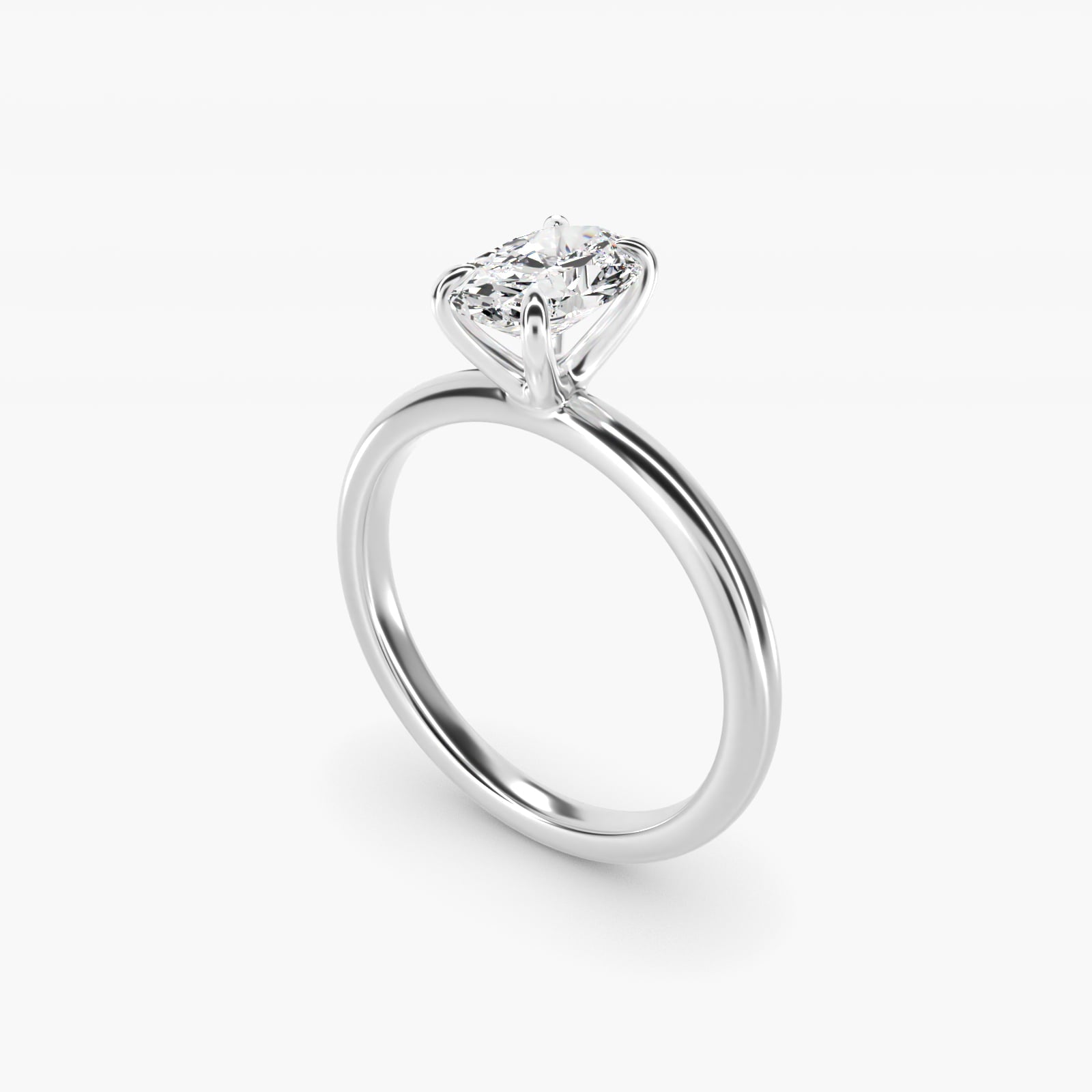 Flush Fit Claw Prong Solitaire Engagement Ring In 14K White Gold By James Allen - Oval Center