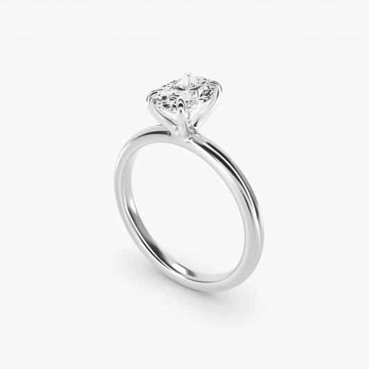 Flush Fit Claw Prong Solitaire Engagement Ring In 14K White Gold By James Allen - Oval Center