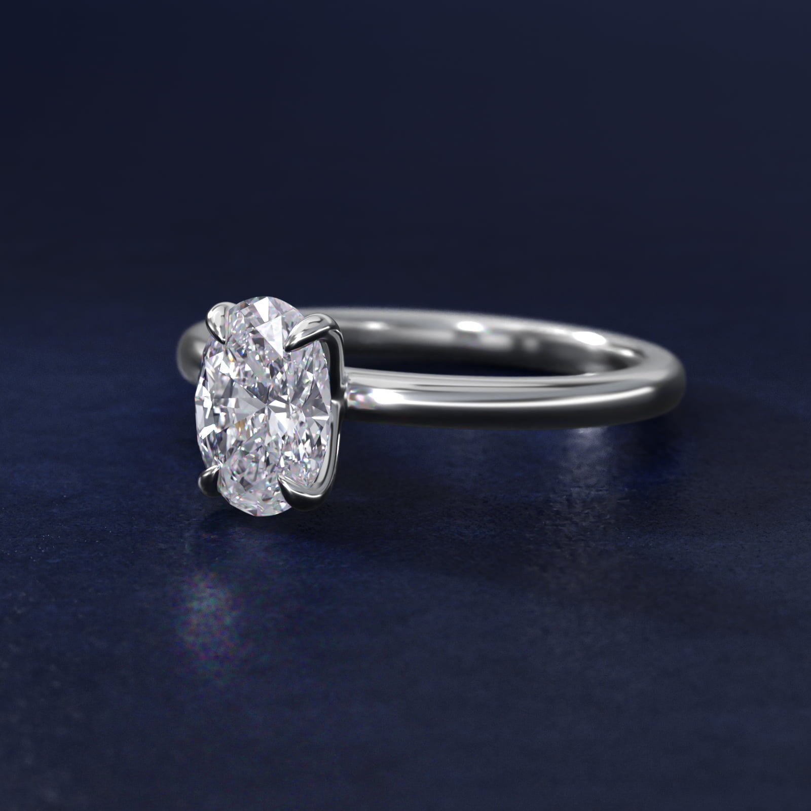 Flush Fit Claw Prong Solitaire Engagement Ring In 14K White Gold By James Allen - Oval Center
