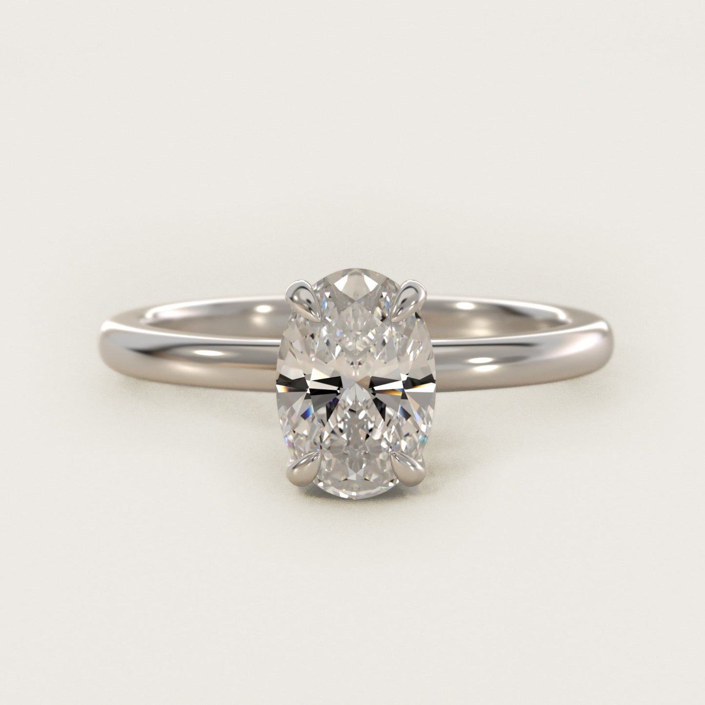 Flush Fit Claw Prong Solitaire Engagement Ring In 18k White Gold By James Allen - Oval Center