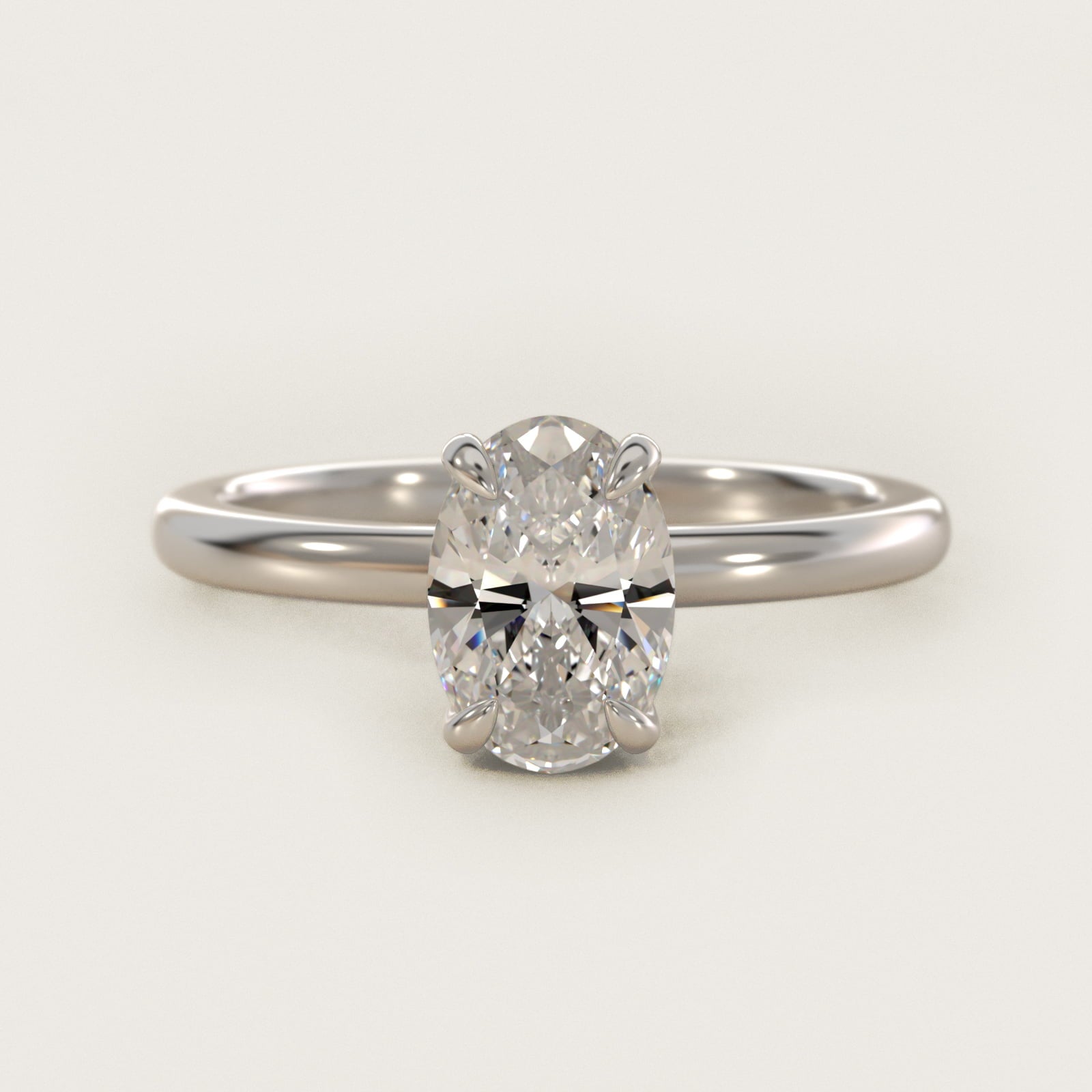 Flush Fit Claw Prong Solitaire Engagement Ring In 18k White Gold By James Allen - Oval Center