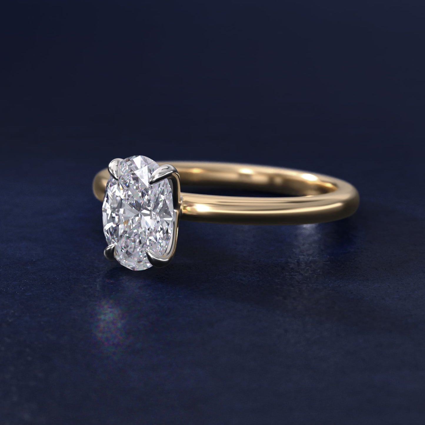 Flush Fit Claw Prong Solitaire Engagement Ring In 14K Yellow Gold By James Allen - Oval Center