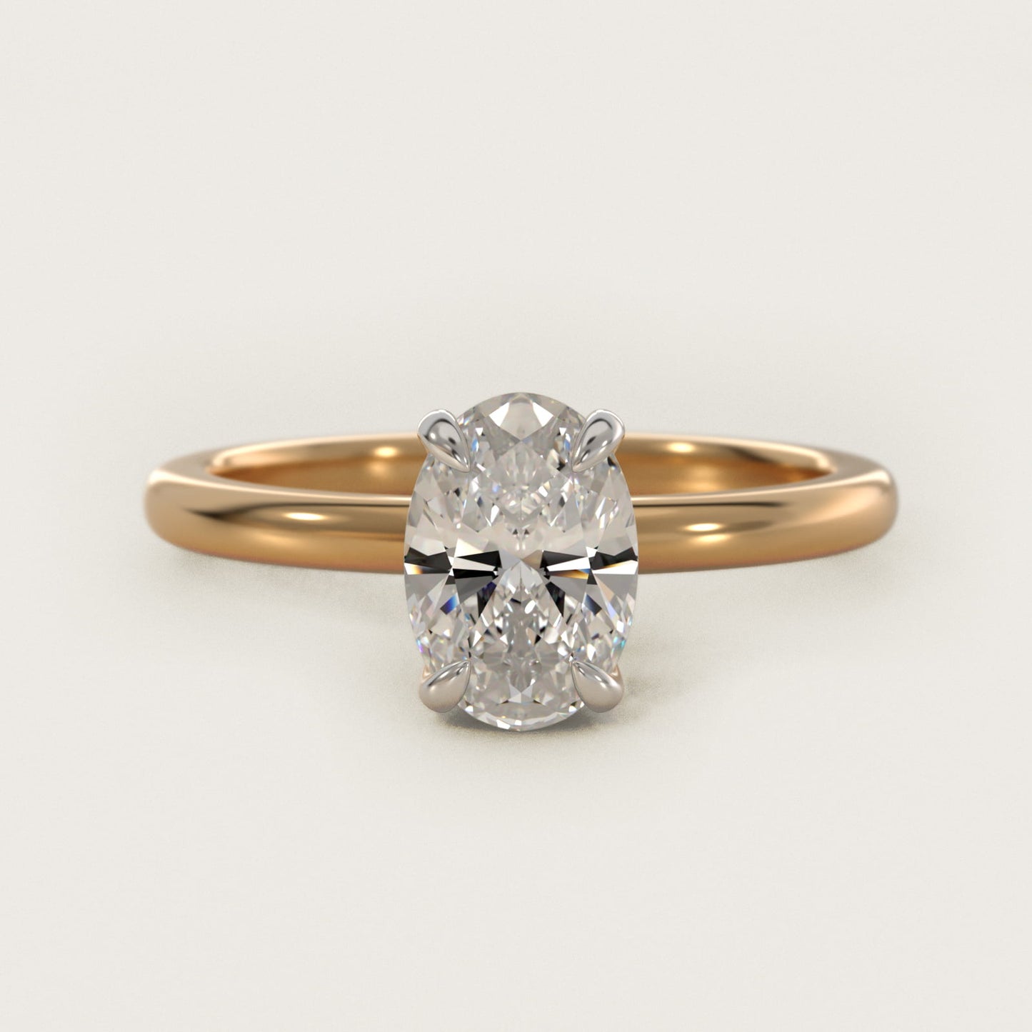 Flush Fit Claw Prong Solitaire Engagement Ring In 14K Yellow Gold By James Allen - Oval Center