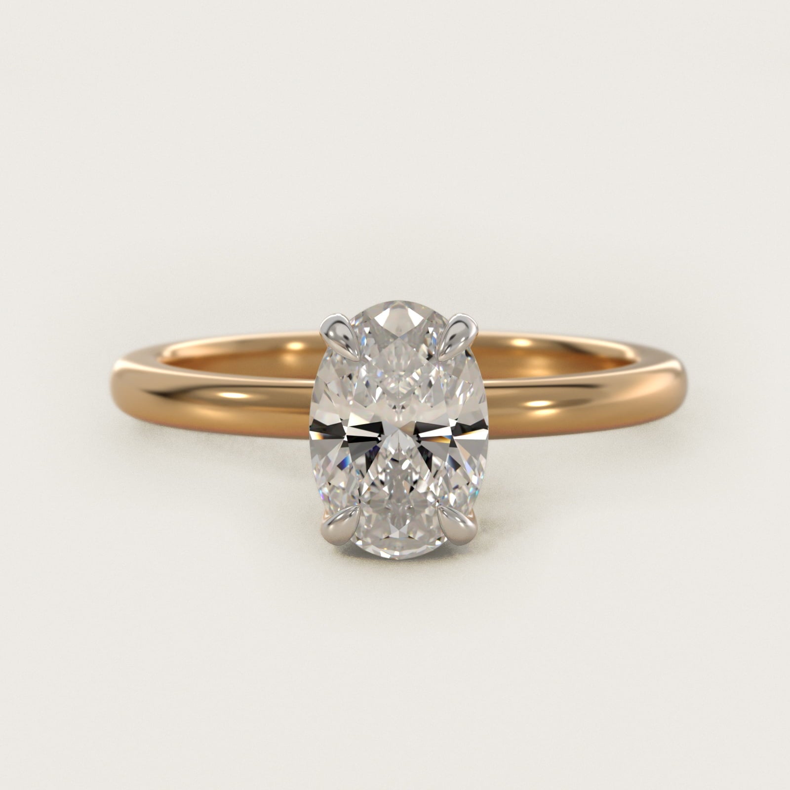 Flush Fit Claw Prong Solitaire Engagement Ring In 14K Yellow Gold By James Allen - Oval Center