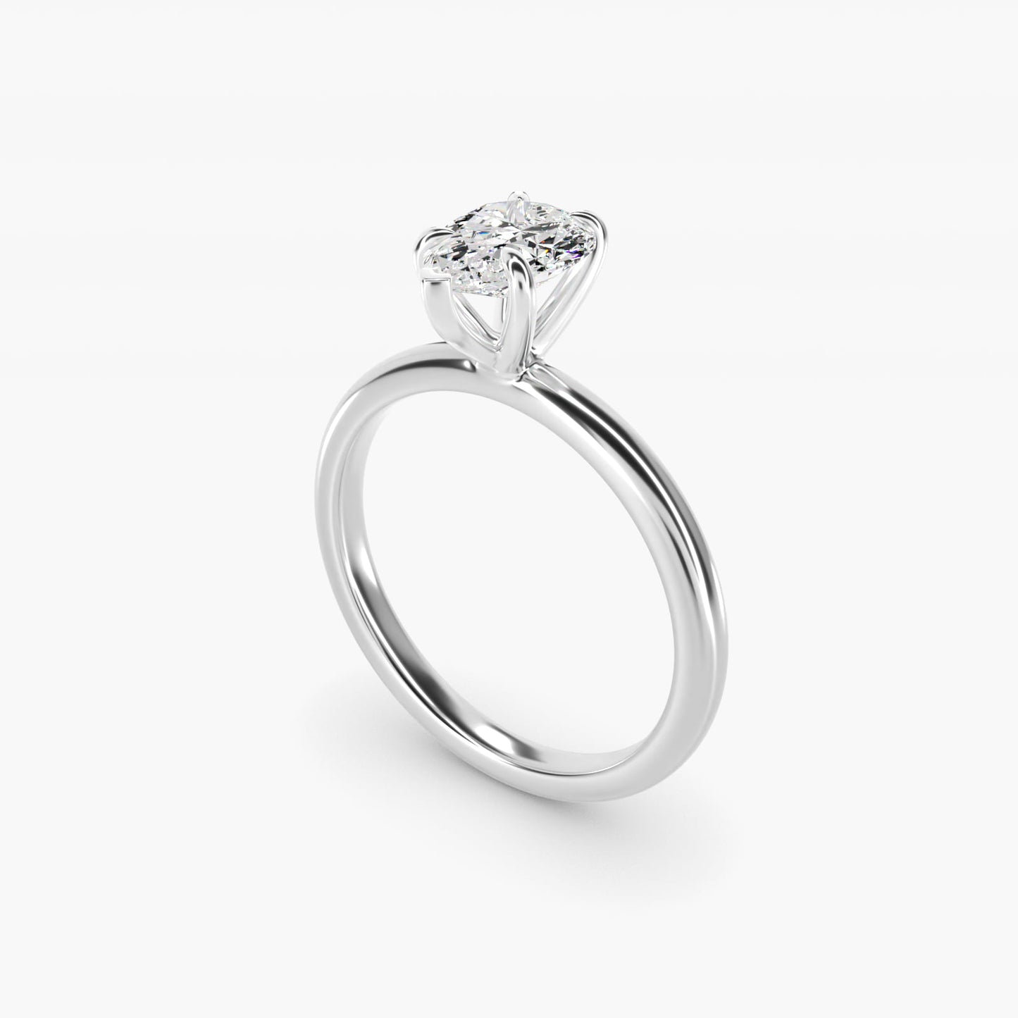 Flush Fit Claw Prong Solitaire Engagement Ring In 18k White Gold By James Allen - Pear Center
