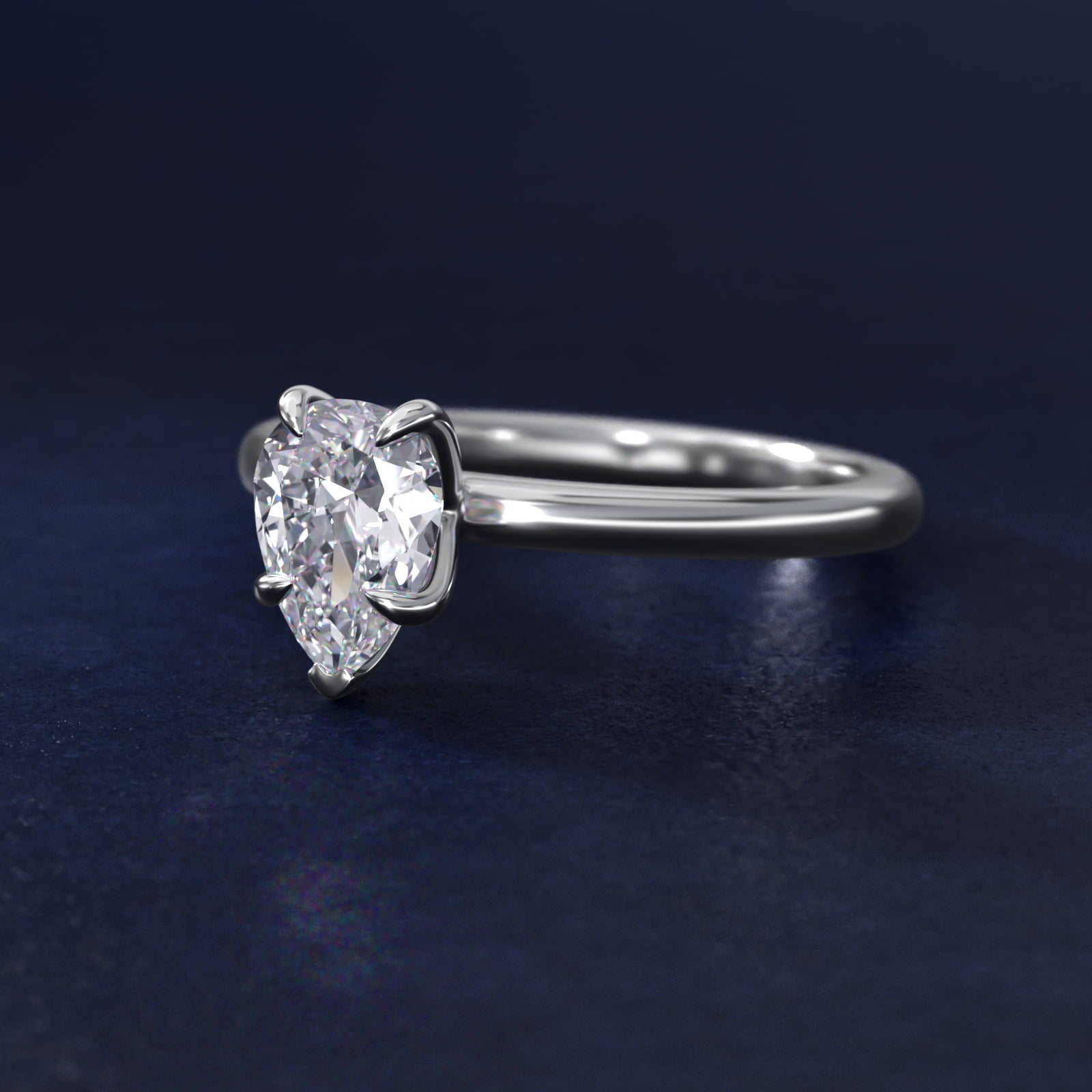 Flush Fit Claw Prong Solitaire Engagement Ring In Platinum By James Allen - Pear Center
