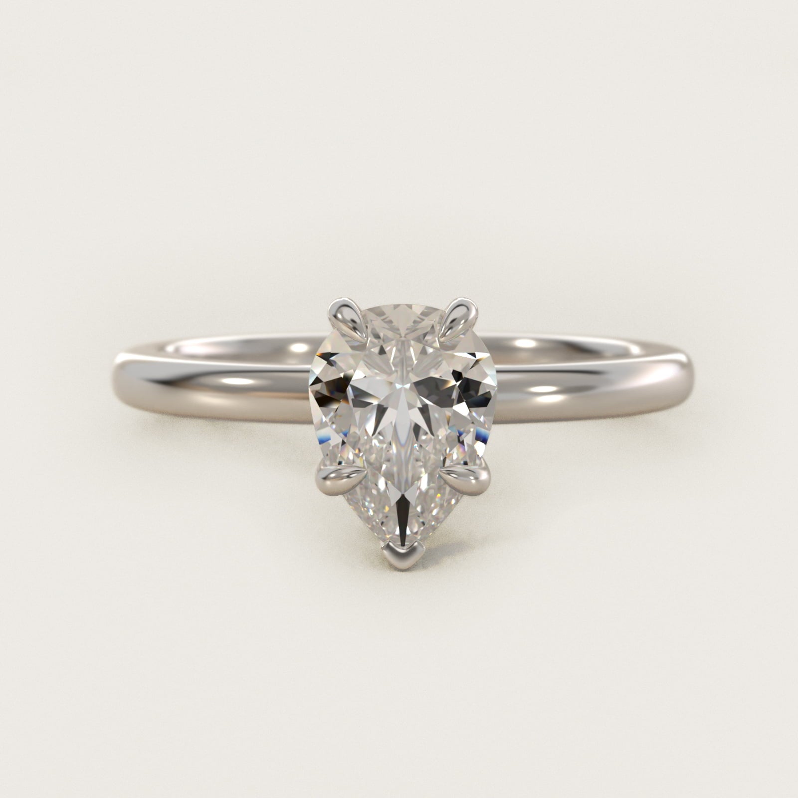 Flush Fit Claw Prong Solitaire Engagement Ring In Platinum By James Allen - Pear Center