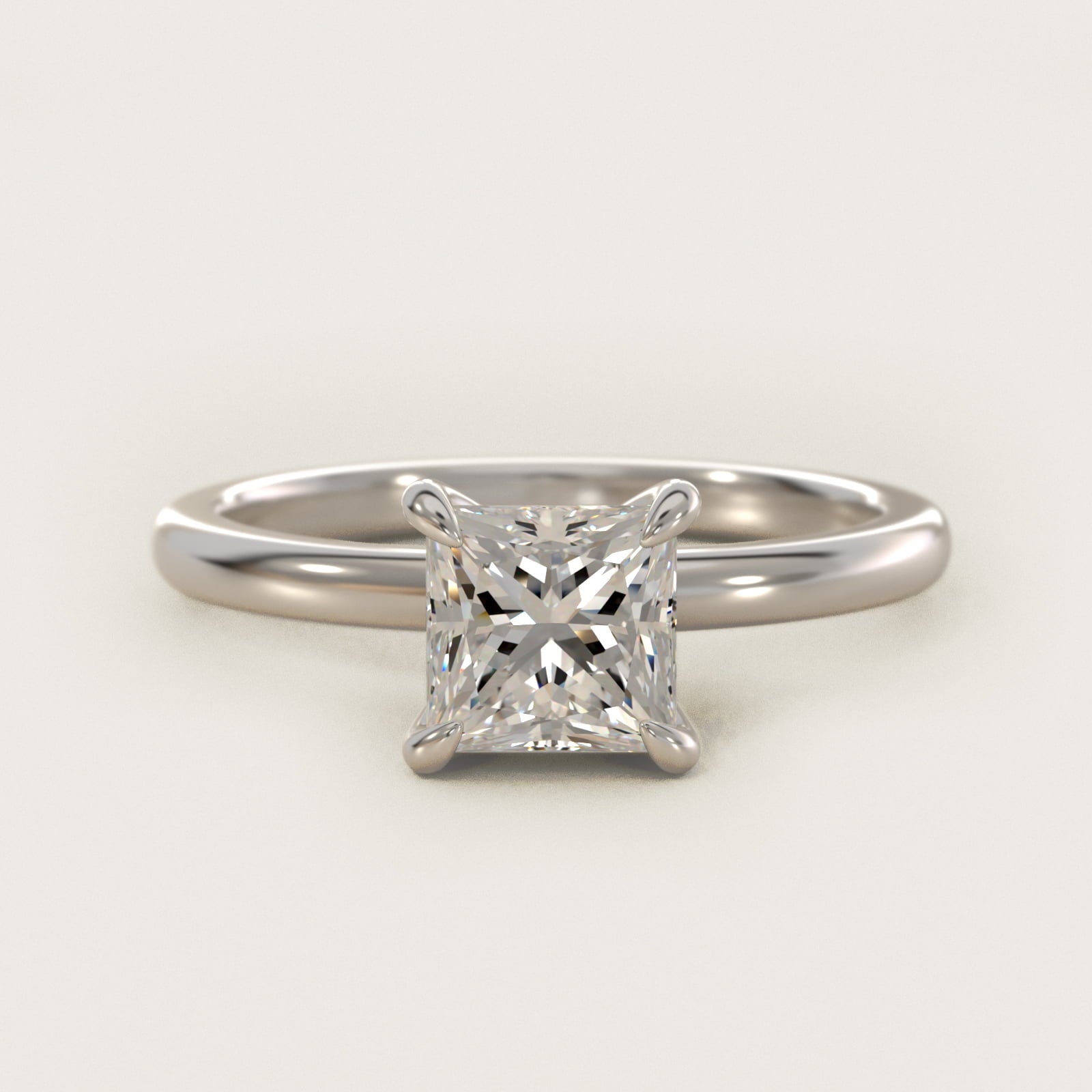 Flush Fit Claw Prong Solitaire Engagement Ring In 14K White Gold By James Allen - Princess Center