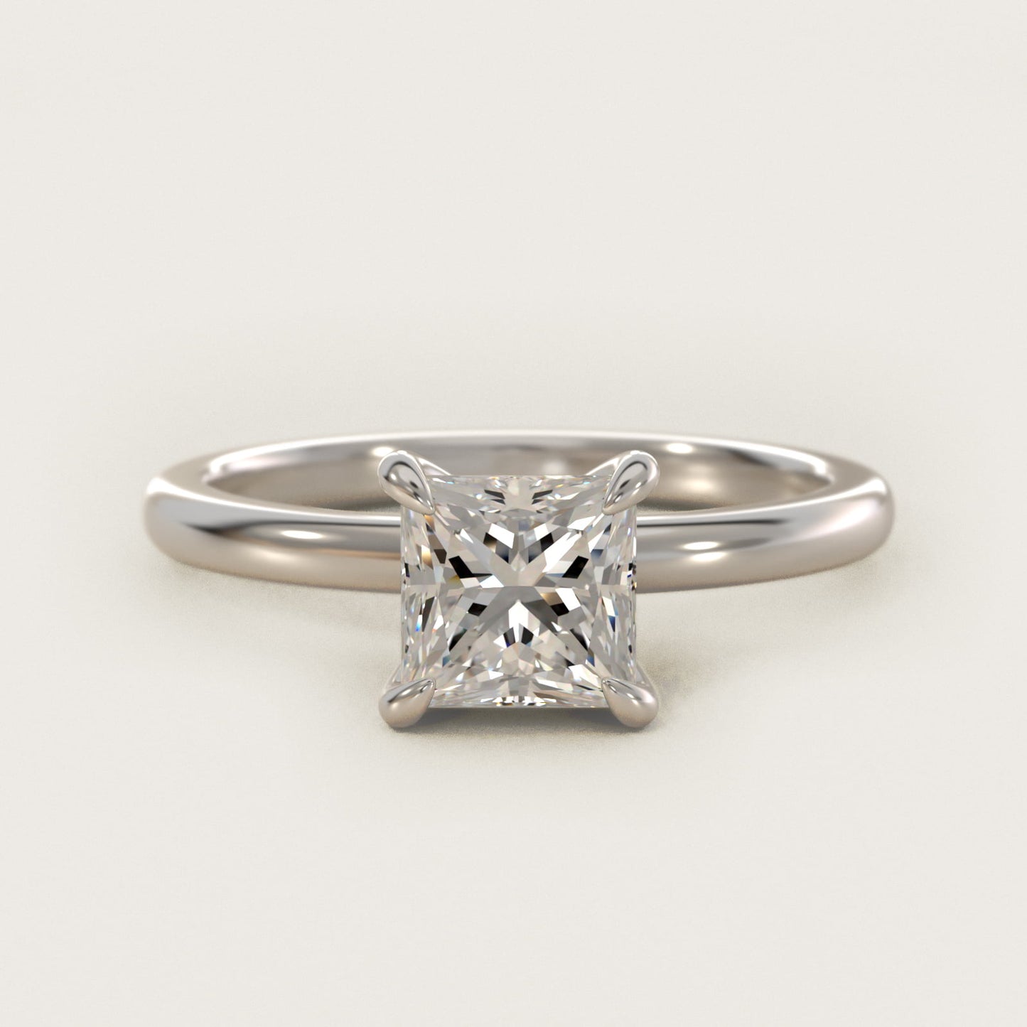 Flush Fit Claw Prong Solitaire Engagement Ring In 18k White Gold By James Allen - Princess Center
