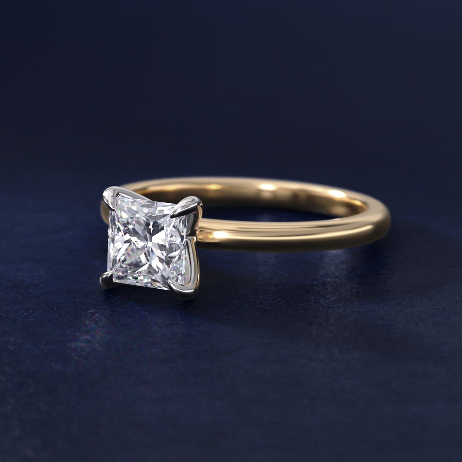 Flush Fit Claw Prong Solitaire Engagement Ring In 14K Yellow Gold By James Allen - Princess Center