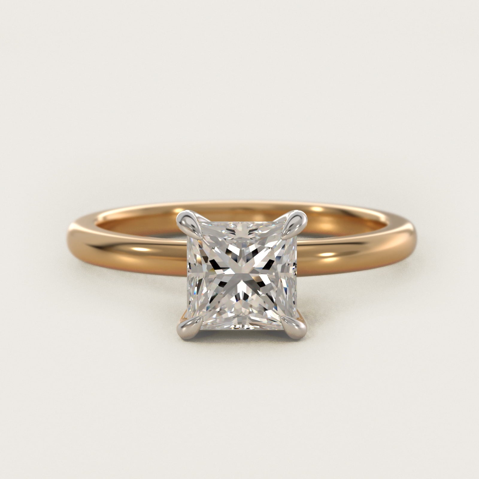 Flush Fit Claw Prong Solitaire Engagement Ring In 18k Yellow Gold By James Allen - Princess Center
