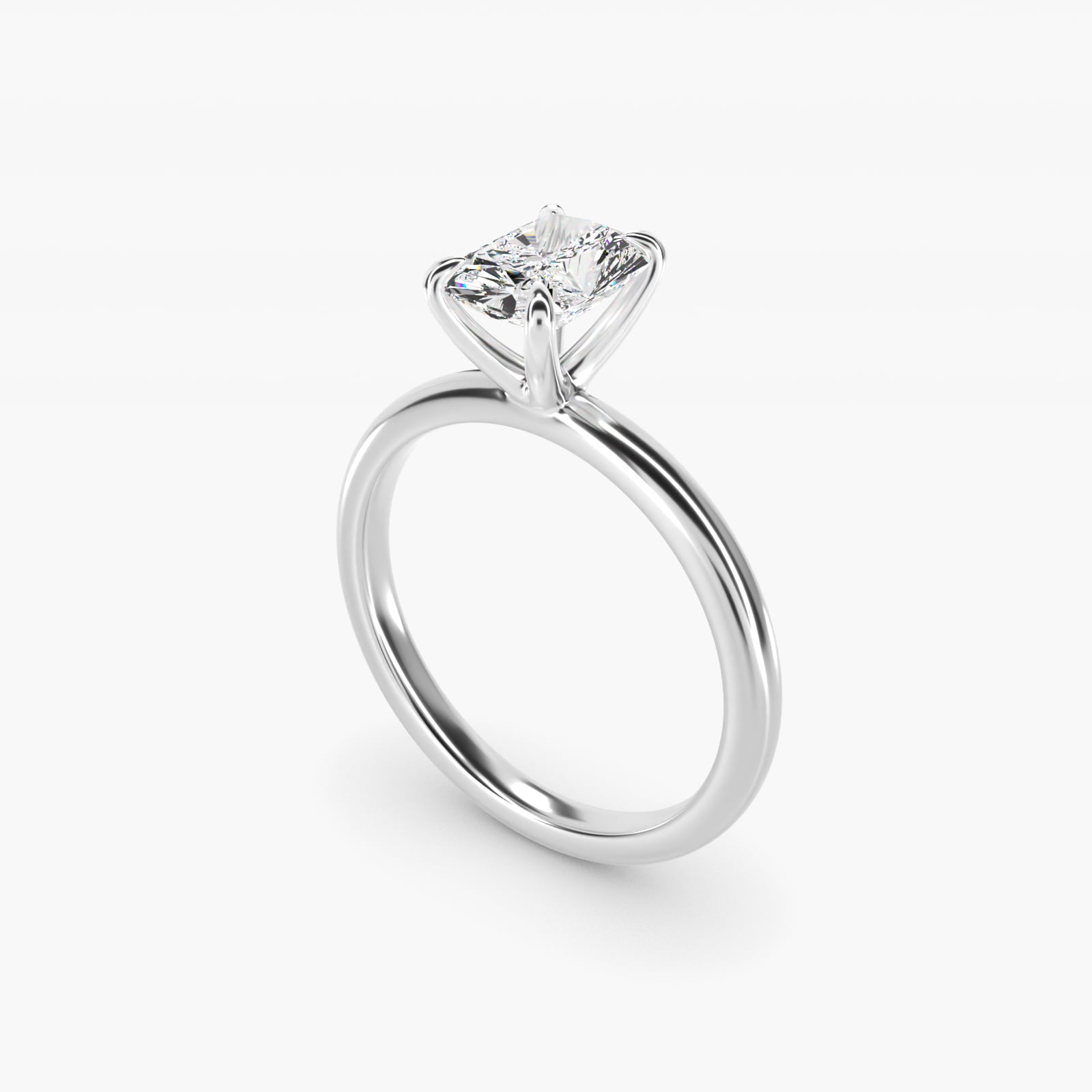 Flush Fit Claw Prong Solitaire Engagement Ring In 18k White Gold By James Allen - Radiant Center