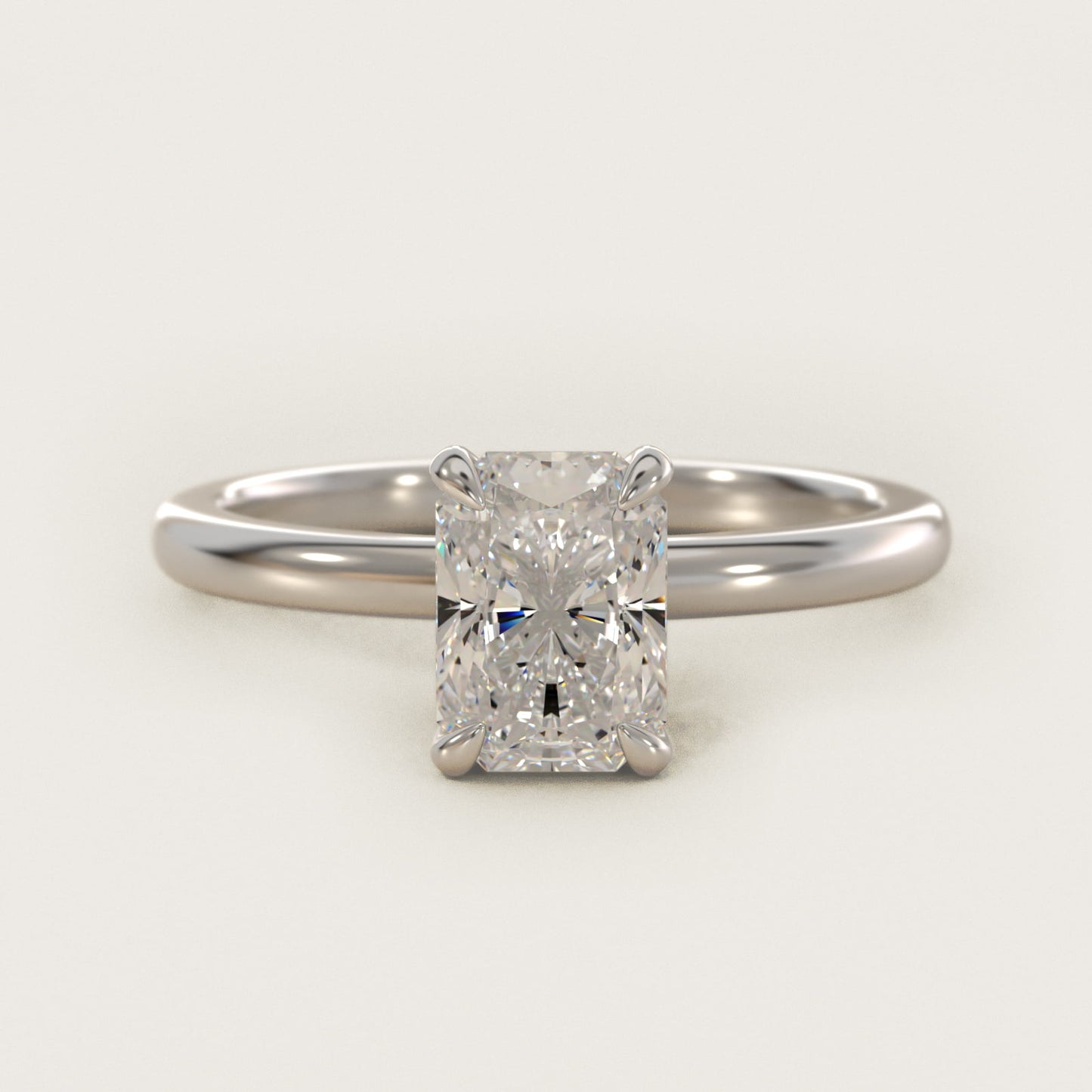 Flush Fit Claw Prong Solitaire Engagement Ring In 14K White Gold By James Allen - Radiant Center