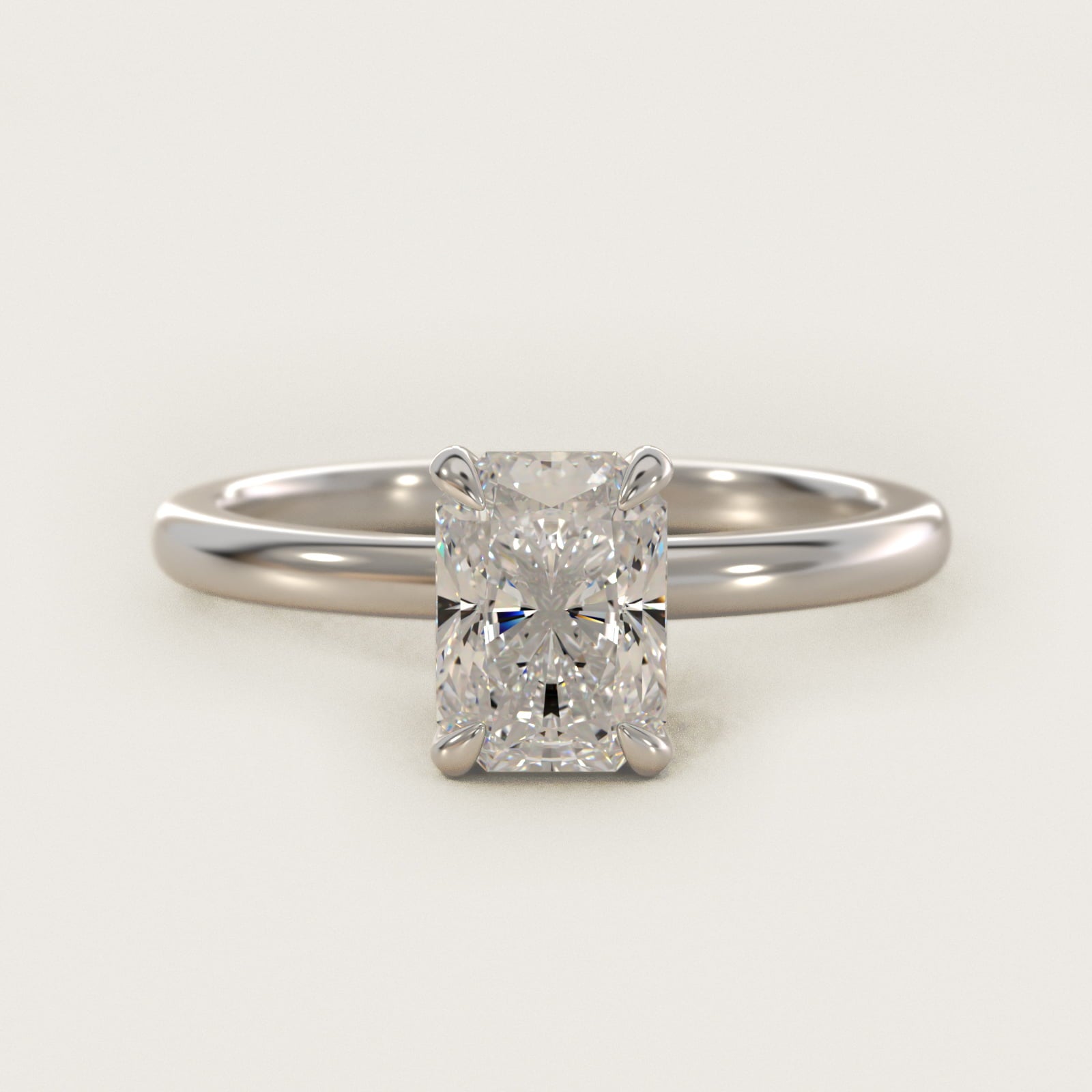 Flush Fit Claw Prong Solitaire Engagement Ring In 14K White Gold By James Allen - Radiant Center