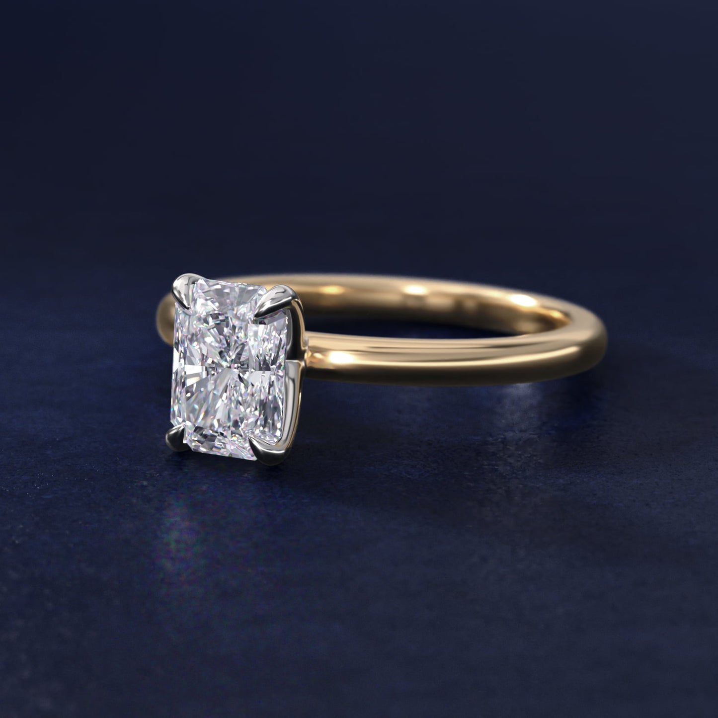 Flush Fit Claw Prong Solitaire Engagement Ring In 18k Yellow Gold By James Allen - Radiant Center