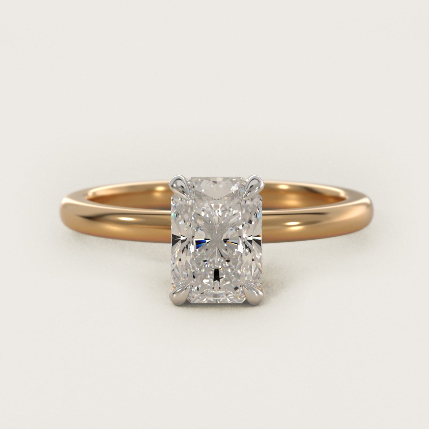 Flush Fit Claw Prong Solitaire Engagement Ring In 14K Yellow Gold By James Allen - Radiant Center