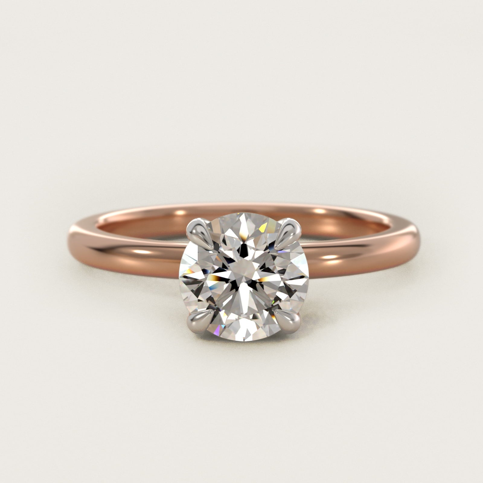 Flush Fit Claw Prong Solitaire Engagement Ring In 14K Rose Gold By James Allen - Round Center