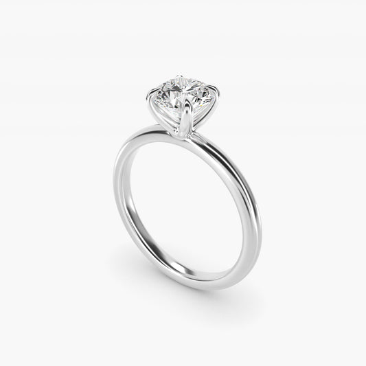 Flush Fit Claw Prong Solitaire Engagement Ring In 18k White Gold By James Allen - Round Center