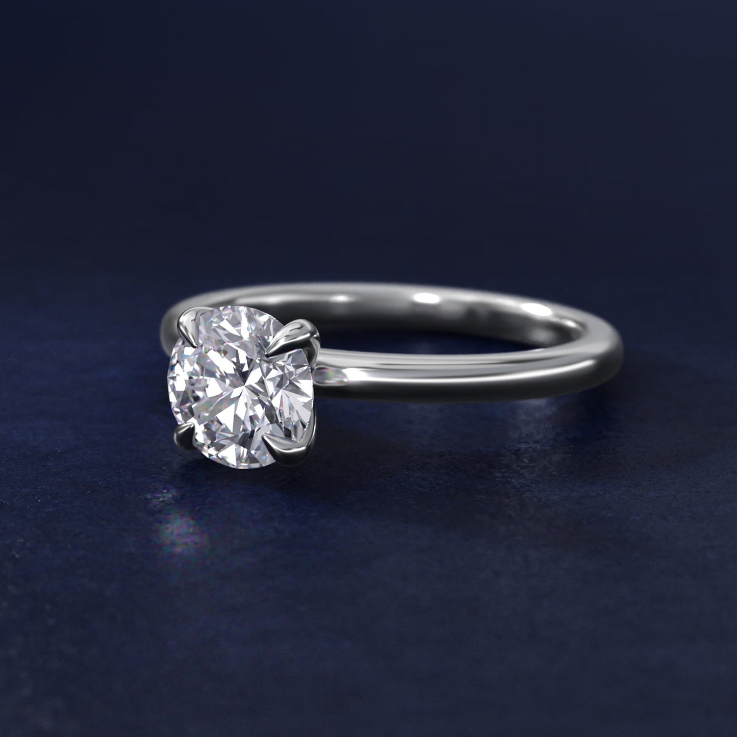 Flush Fit Claw Prong Solitaire Engagement Ring In 14K White Gold By James Allen - Round Center
