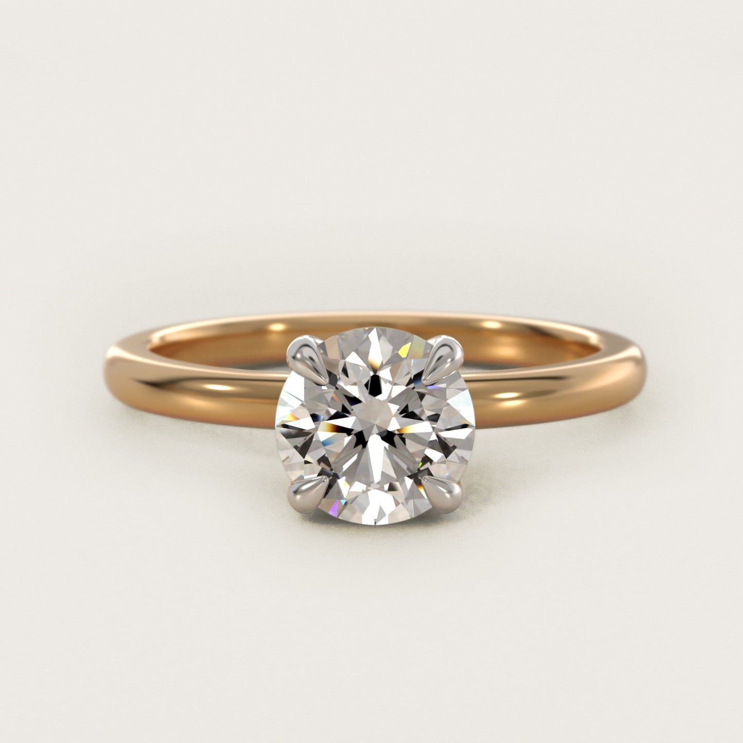 Flush Fit Claw Prong Solitaire Engagement Ring In 18k Yellow Gold By James Allen - Round Center