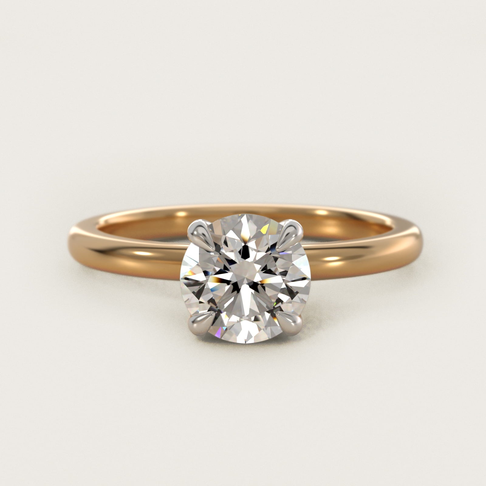 Flush Fit Claw Prong Solitaire Engagement Ring In 18k Yellow Gold By James Allen - Round Center