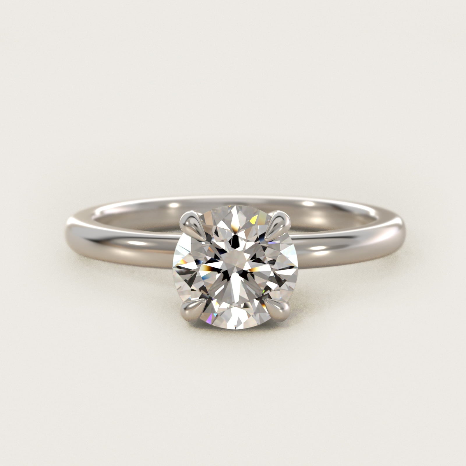 Flush Fit Claw Prong Solitaire Engagement Ring In Platinum By James Allen - Round Center