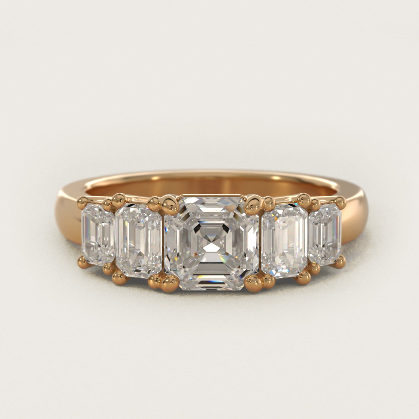 Four Stone Emerald Diamond Engagement Ring in 14K Yellow Gold - Asscher Center