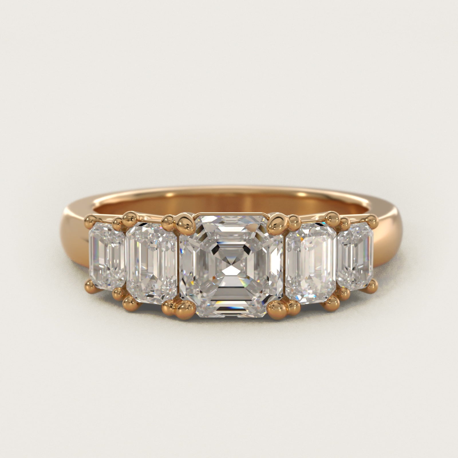 Four Stone Emerald Diamond Engagement Ring in 14K Yellow Gold - Asscher Center