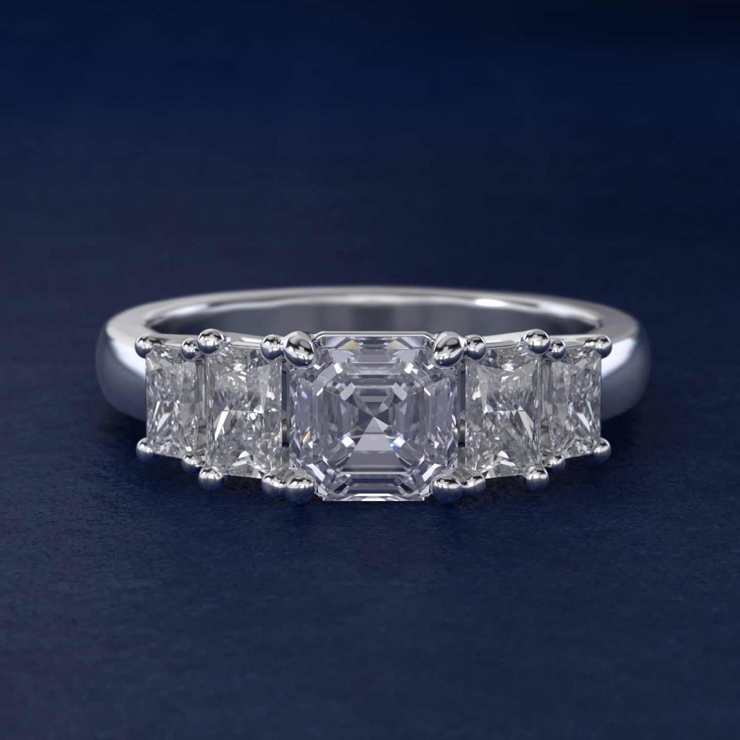 Four Stone Princess-Cut Diamond Engagement Ring in 14k White Gold (1 ct. tw.) - Asscher Center