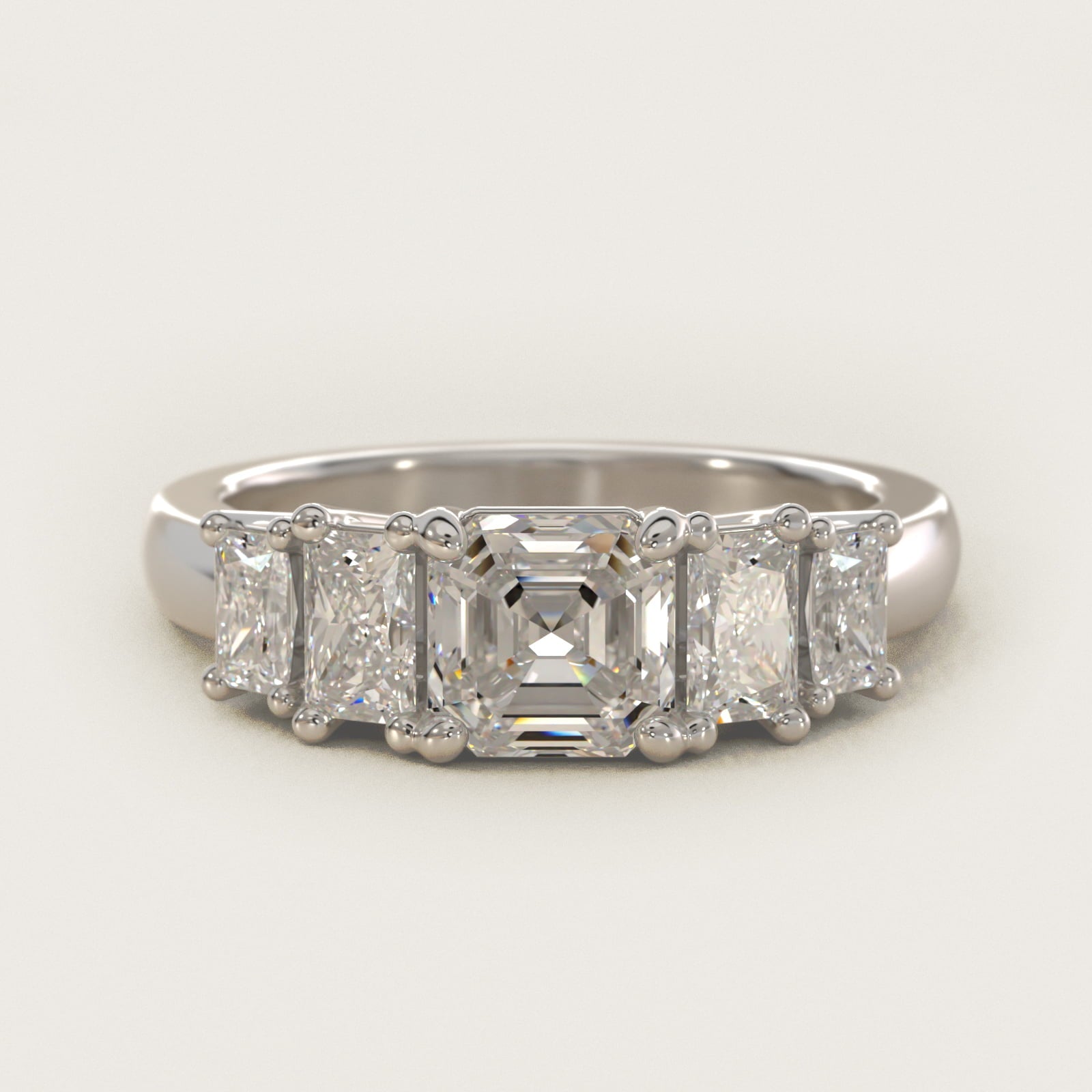 Four Stone Princess-Cut Diamond Engagement Ring in 14k White Gold (1 ct. tw.) - Asscher Center