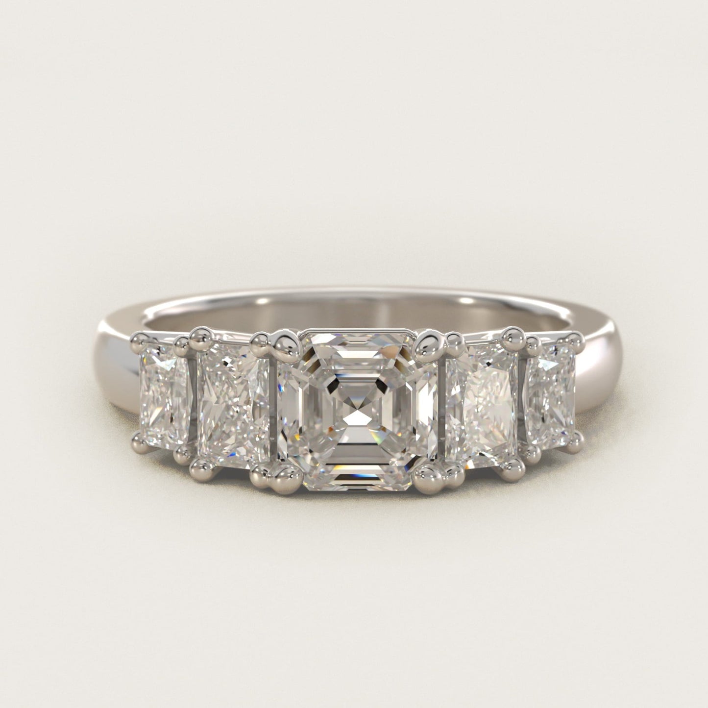Four Stone Princess-Cut Diamond Engagement Ring in 18k White Gold (1 ct. tw.) - Asscher Center