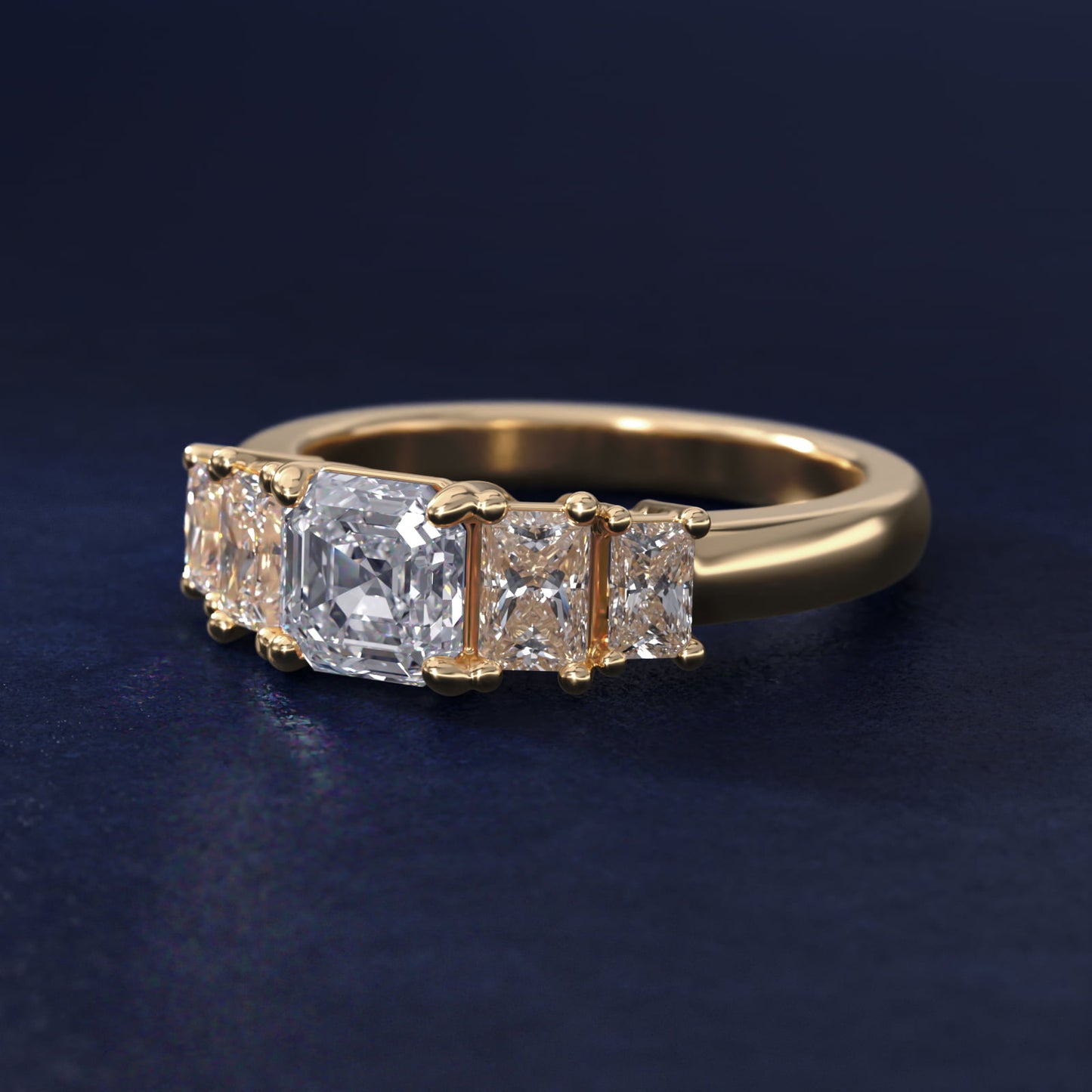 Four Stone Princess-Cut Diamond Engagement Ring in 14K Yellow Gold (1 ct. tw.) - Asscher Center