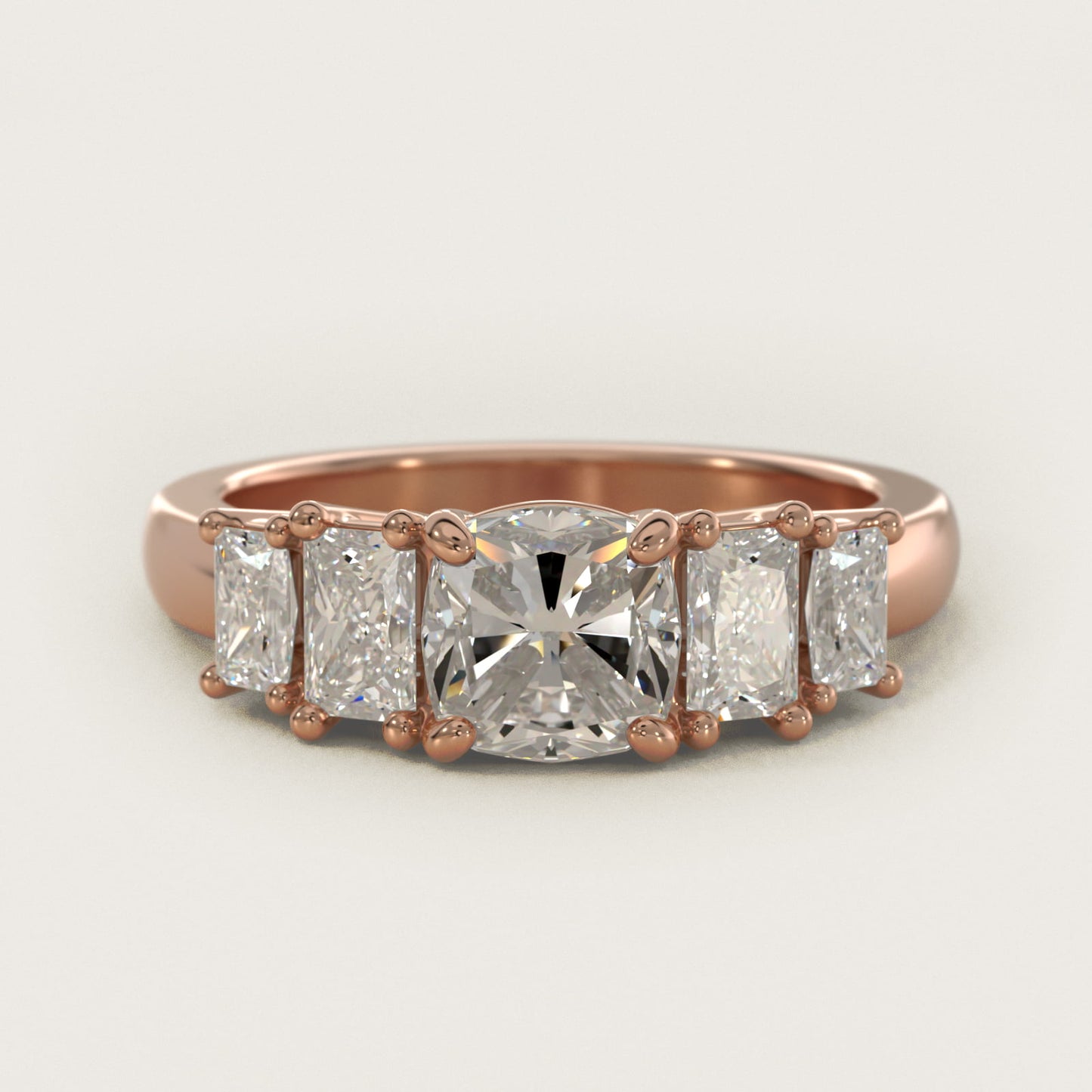 Four Stone Princess-Cut Diamond Engagement Ring in 14k Rose Gold (1 ct. tw.) - Cushion Center