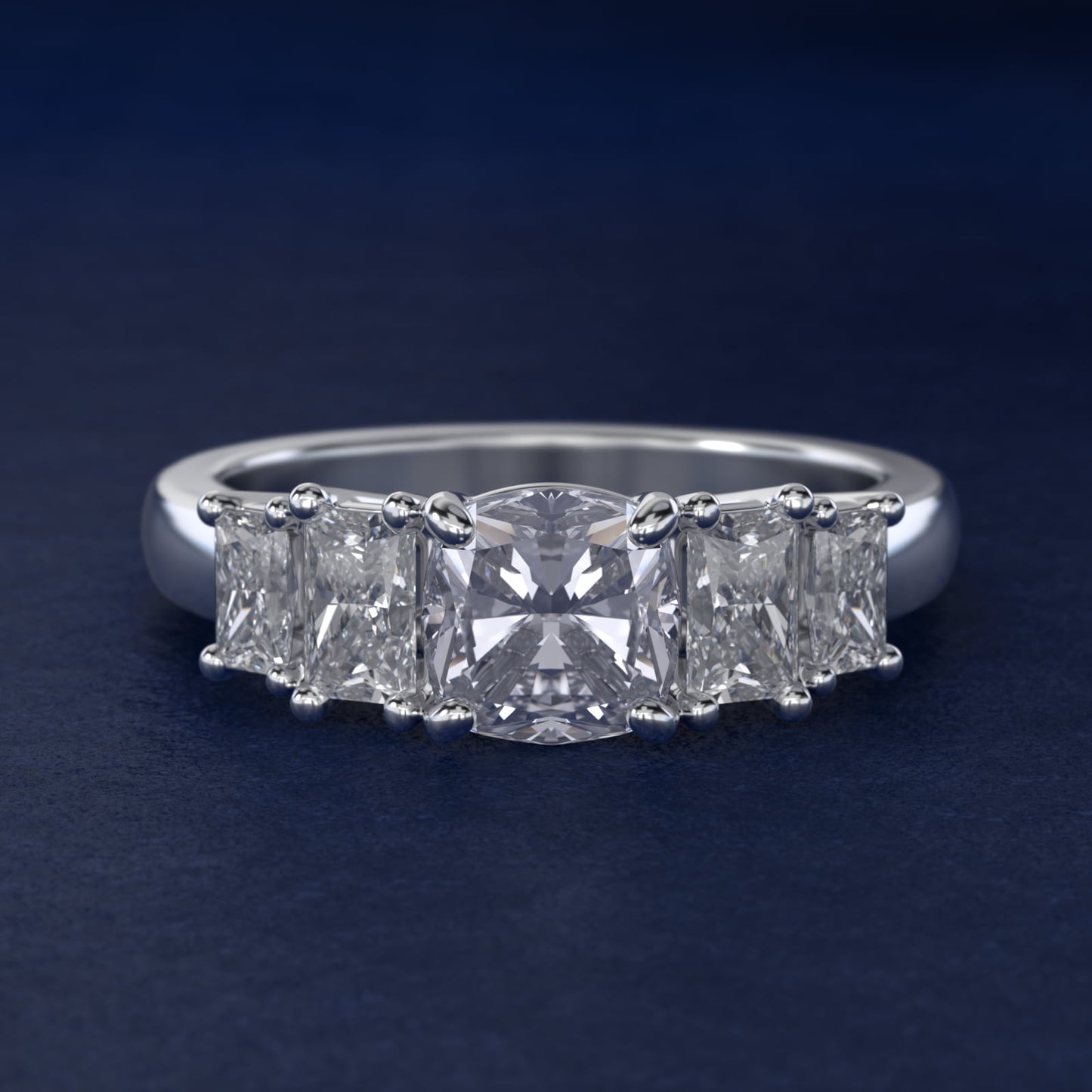 Four Stone Princess-Cut Diamond Engagement Ring in 14k White Gold (1 ct. tw.) - Cushion Center