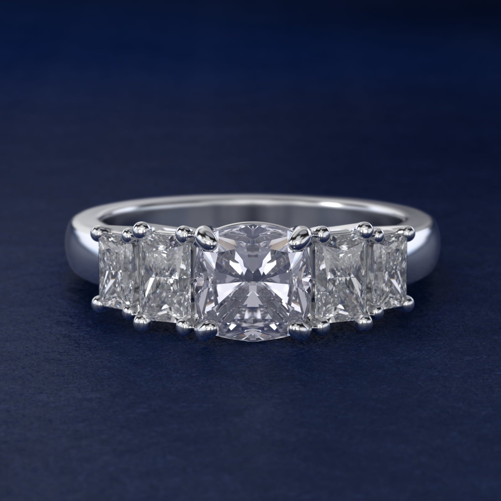 Four Stone Princess-Cut Diamond Engagement Ring in 14k White Gold (1 ct. tw.) - Cushion Center