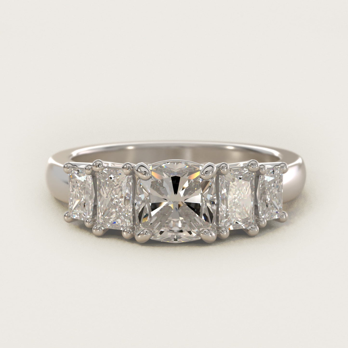 Four Stone Princess-Cut Diamond Engagement Ring in 14k White Gold (1 ct. tw.) - Cushion Center