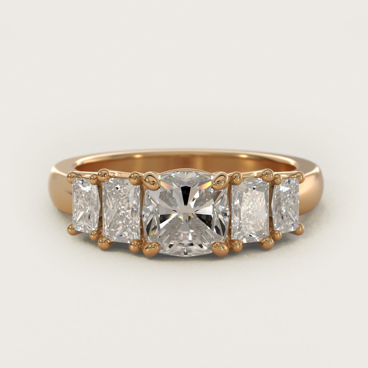 Four Stone Princess-Cut Diamond Engagement Ring in 14K Yellow Gold (1 ct. tw.) - Cushion Center